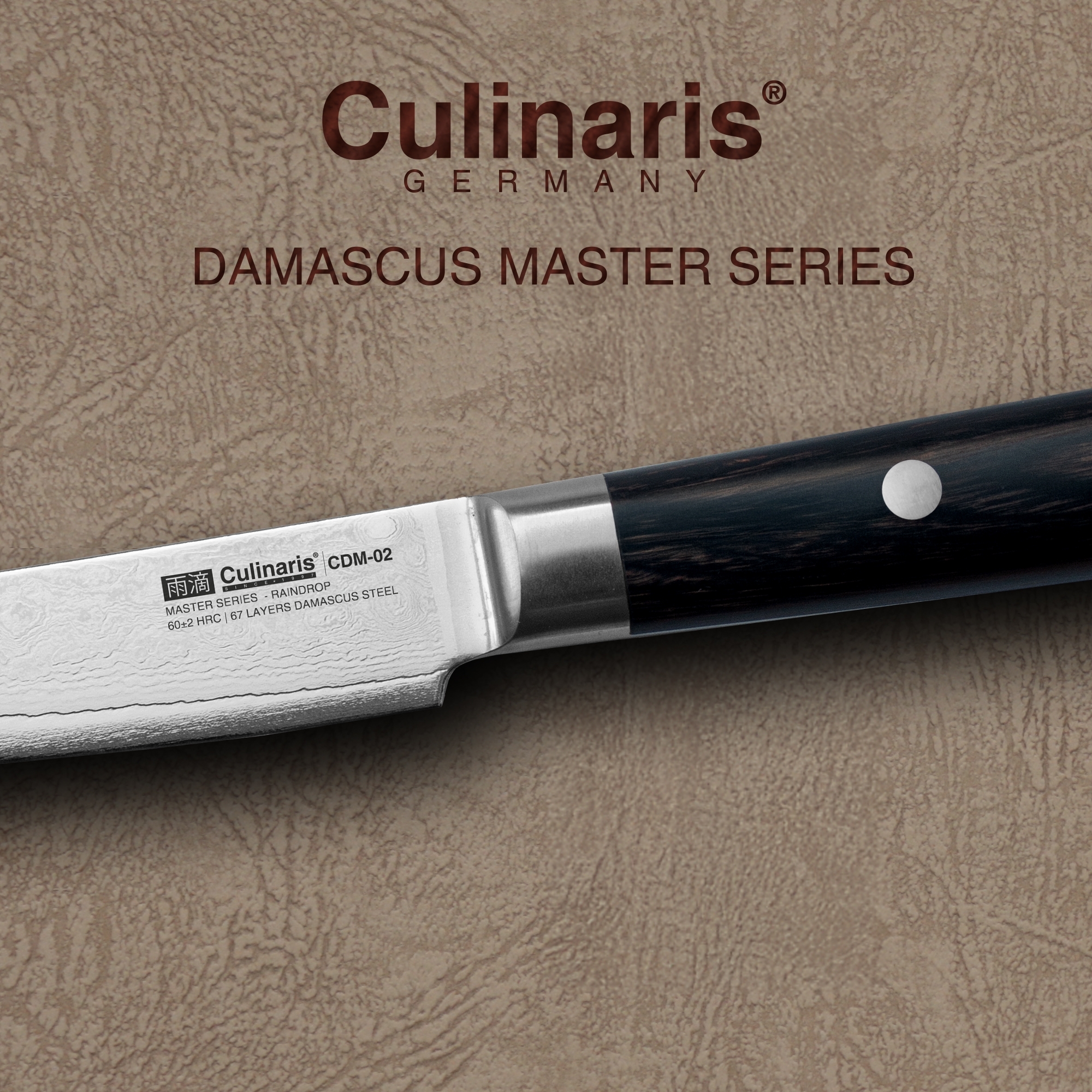 Culinaris Messer-Set - Santoku + Allzweckmesser + Schälmesser | Damascus Master