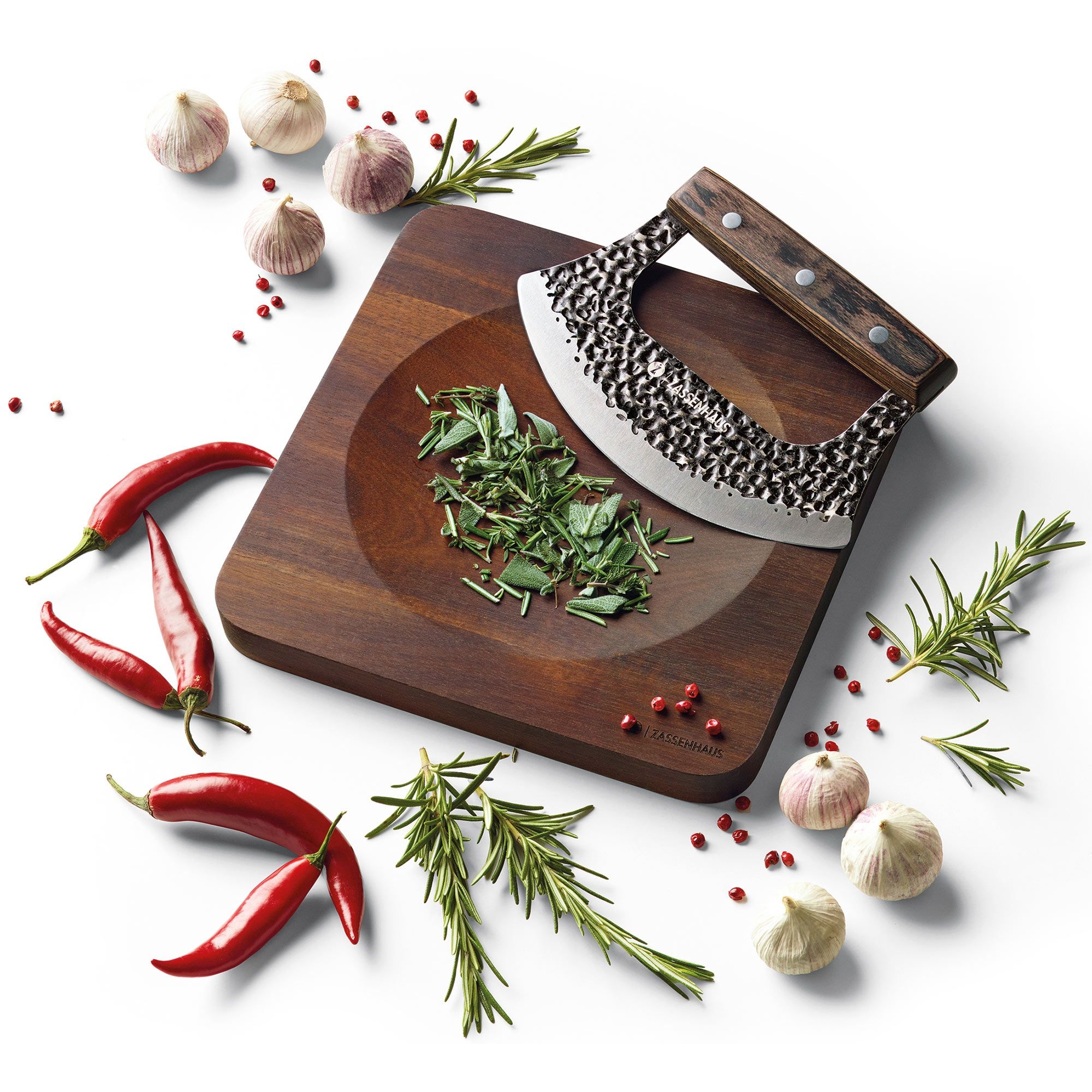 ZASSENHAUS Wiegemesser-Set MINCER auf Akazienholzbrett