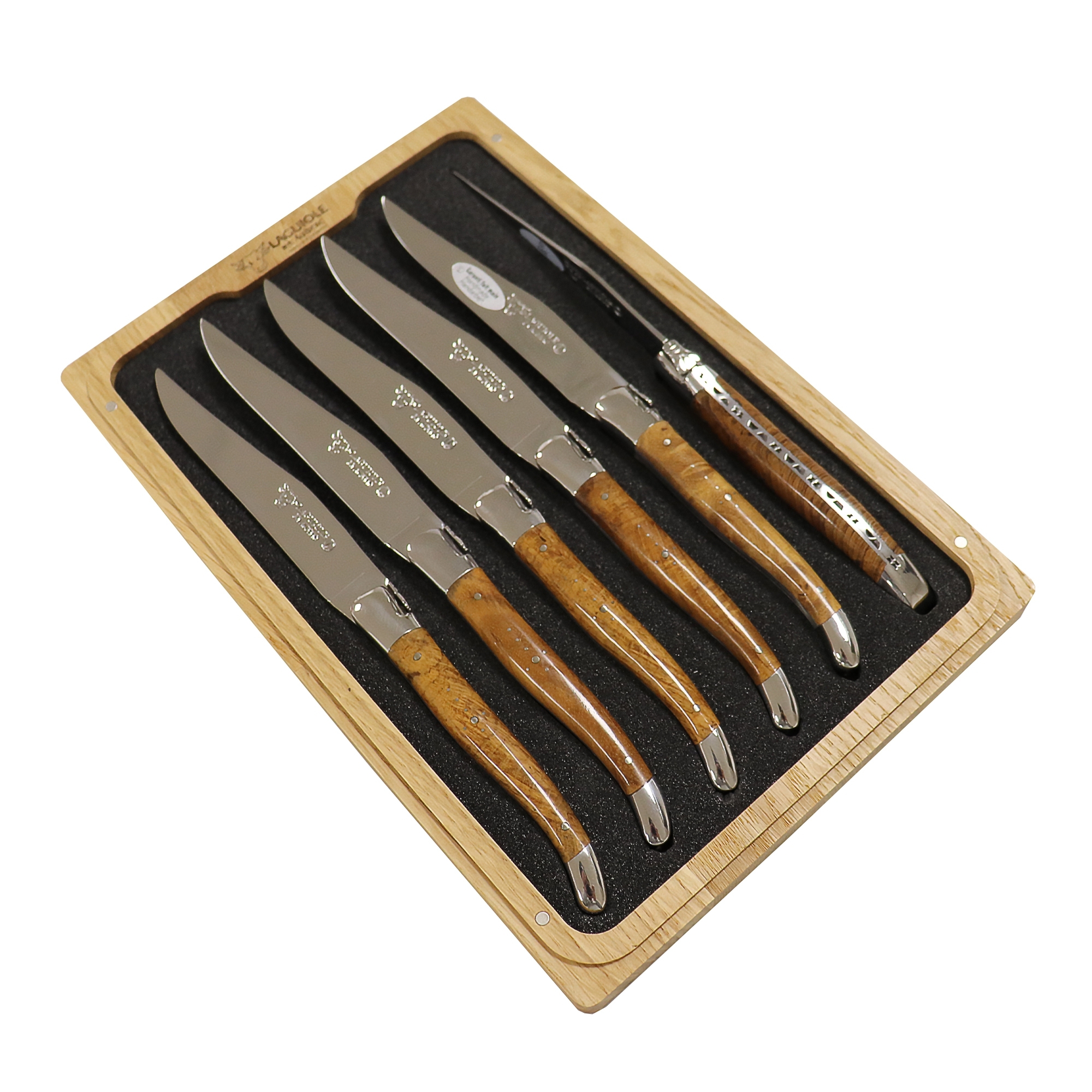 Laguiole - steak knife - teak wood gloss - set of 6