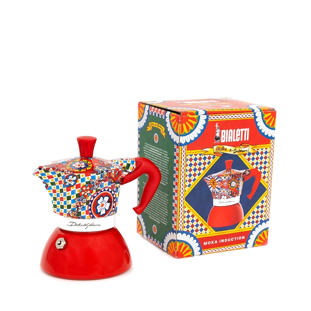 Bialetti - Moka Induction Espresso Maker 2 Cups - Dolce & Gabbana Carretto Siciliano