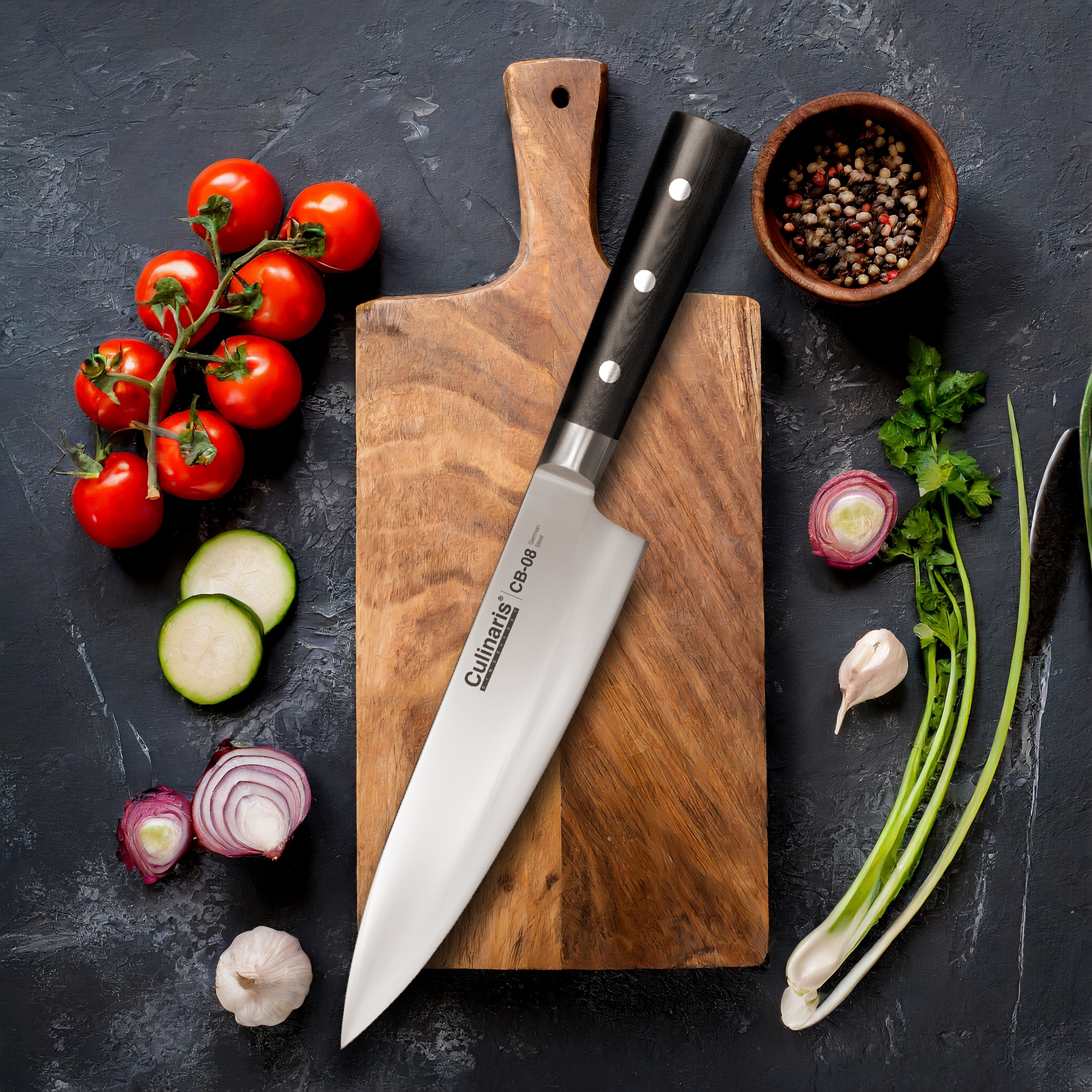 Culinaris - Messer-Set - Kochmesser CB-08 + Schälmesser CB-01 Black Serie