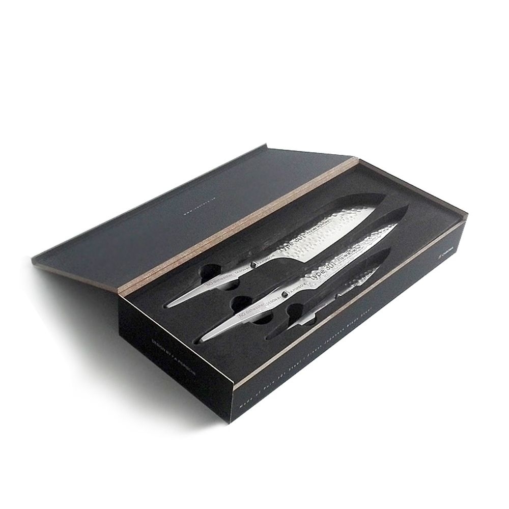 CHROMA Type 301 - P-529 HM Messerset 3-teilig Hammerschlag