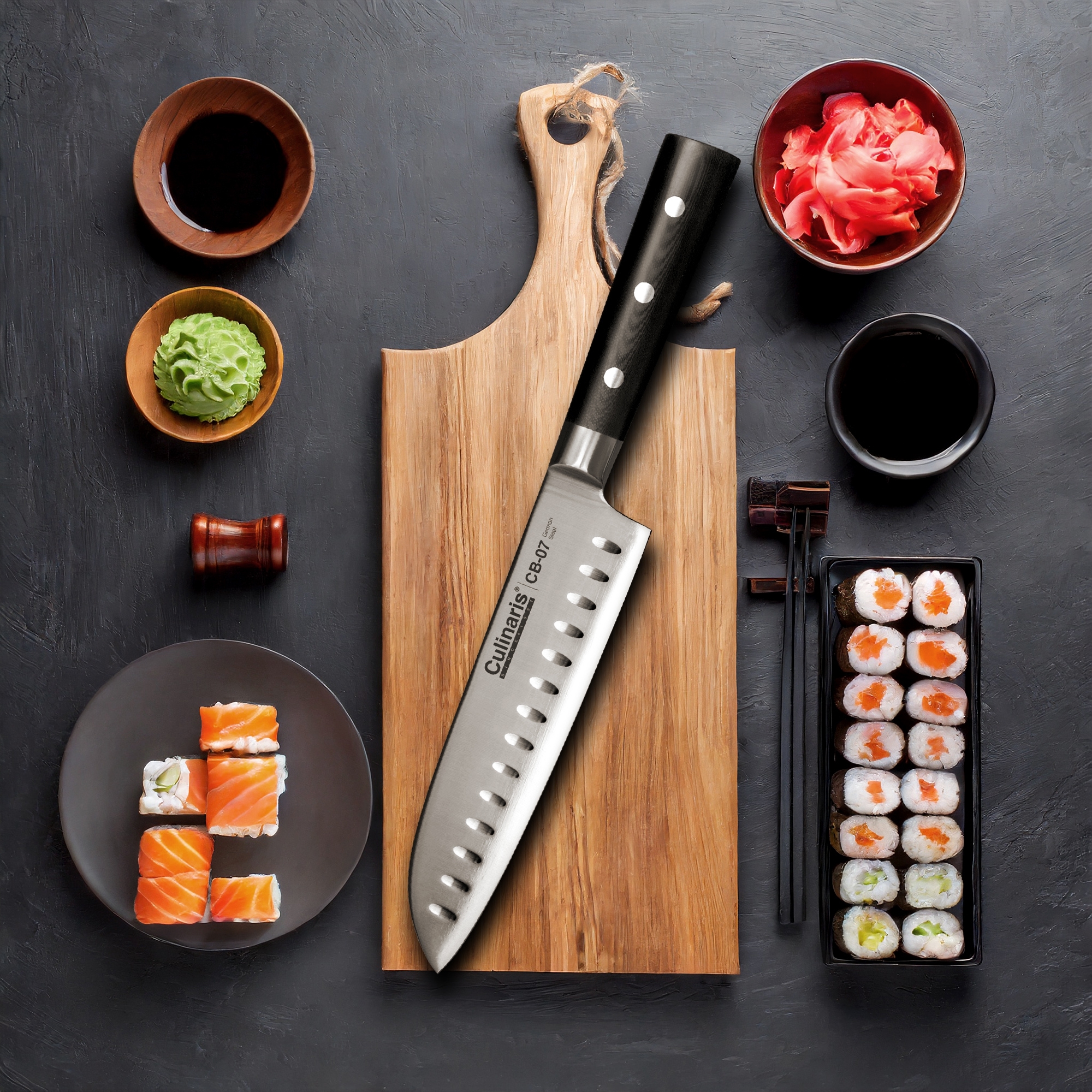 Culinaris - Messer-Set - Santoku  CB-07 + Schälmesser CB-01 Black Serie