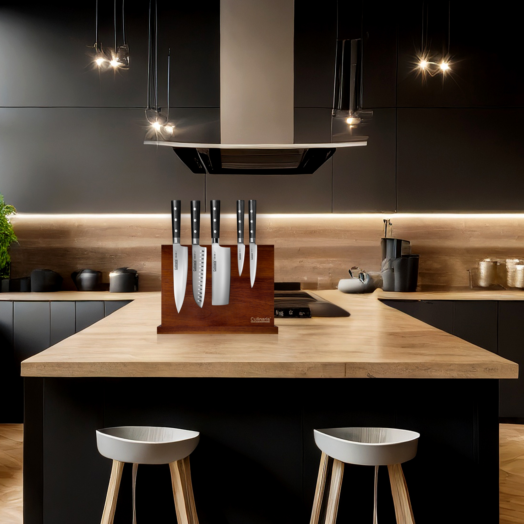 Culinaris Santoku und Schälmesser Black Serie im Set