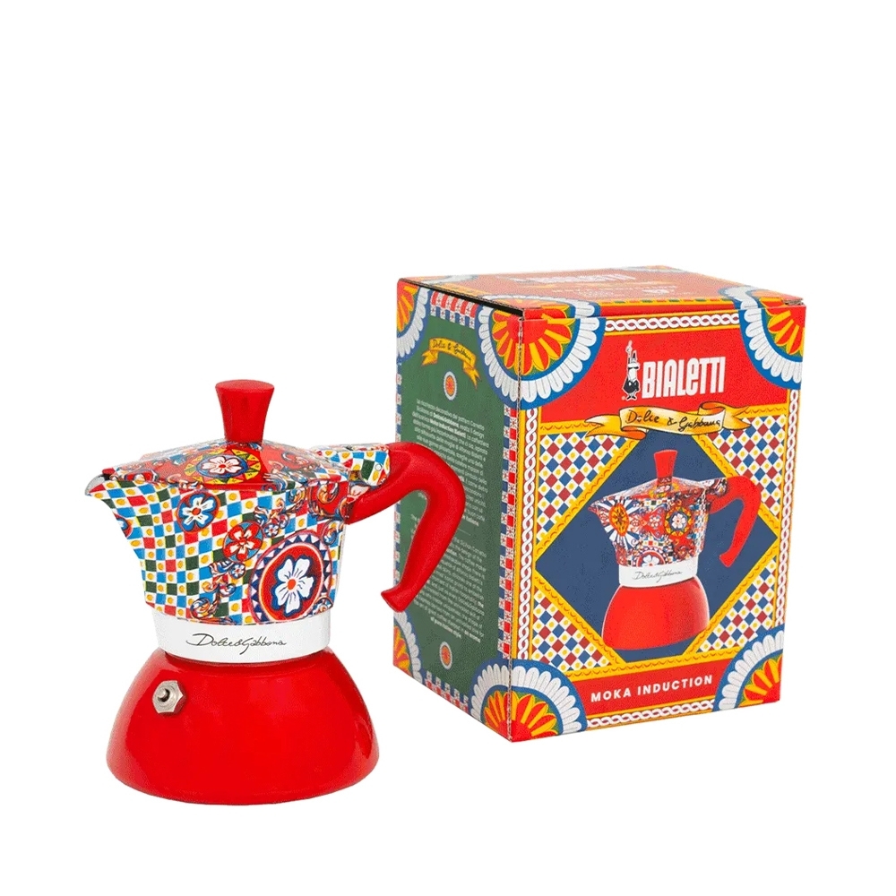 Bialetti - Moka Induction Espresso Maker 4 Cups - Dolce & Gabbana Carretto Siciliano