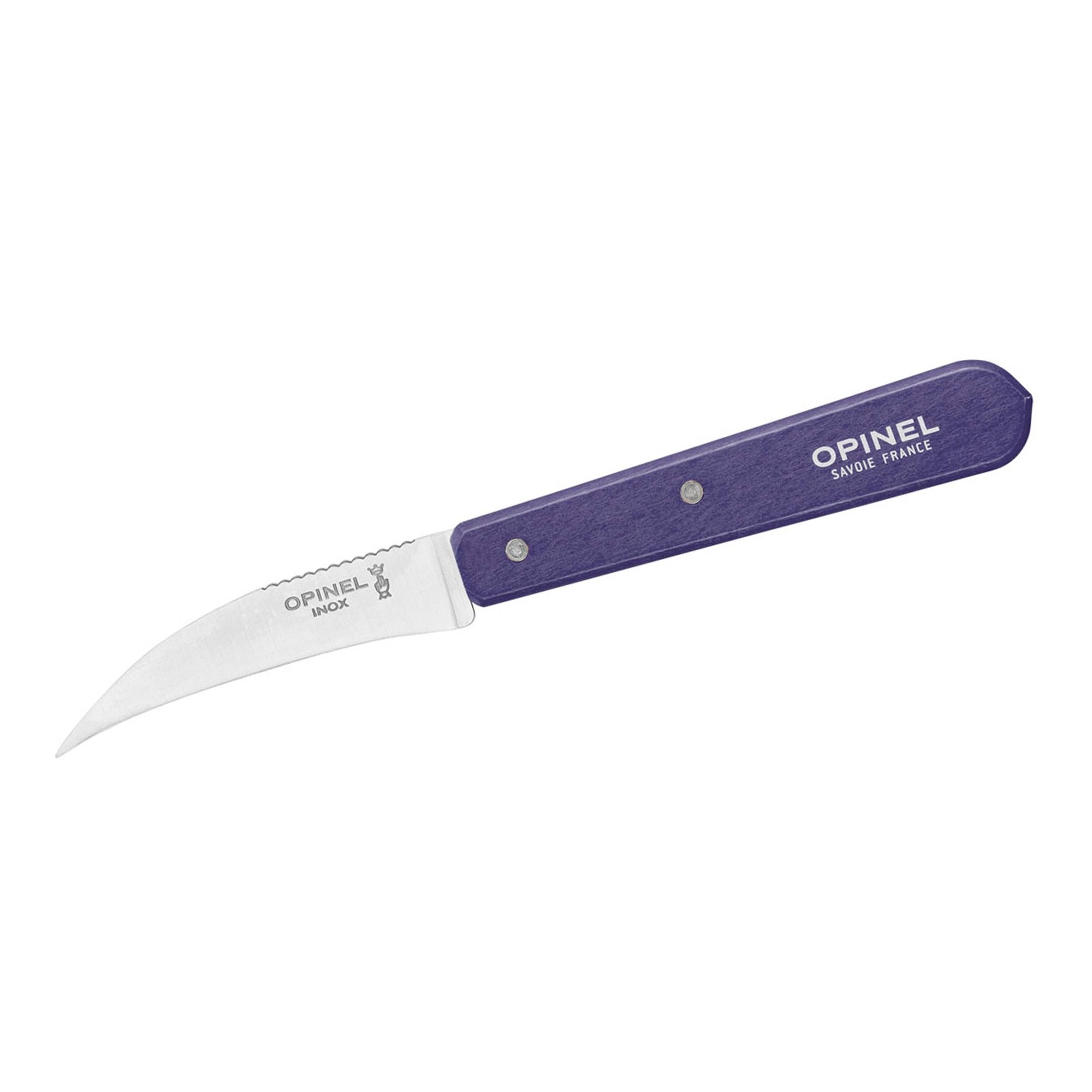 Opinel vegetable knife No 114 with curved blade, purple