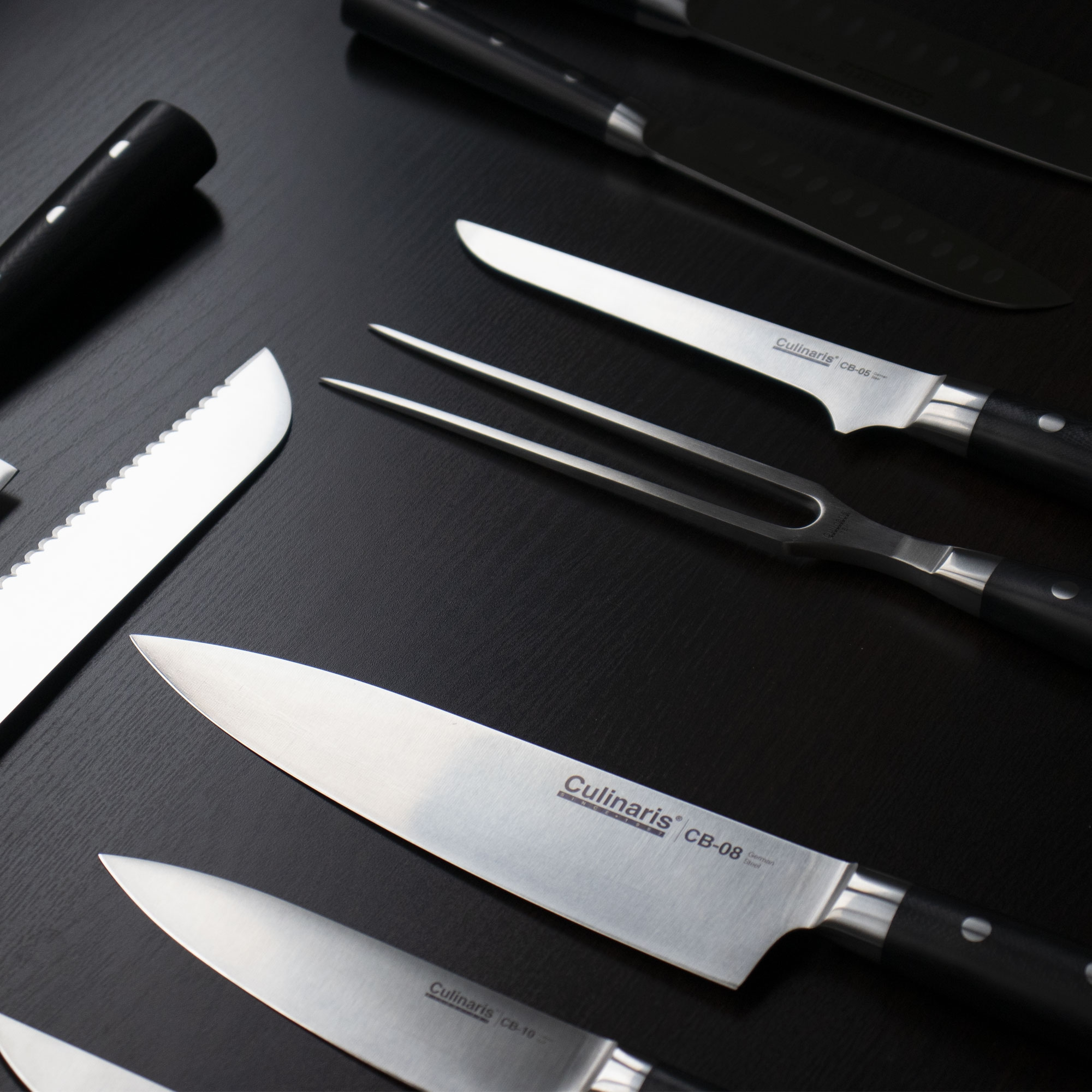 Culinaris Fleischgabel Black Serie 19 cm mit Messer-Set