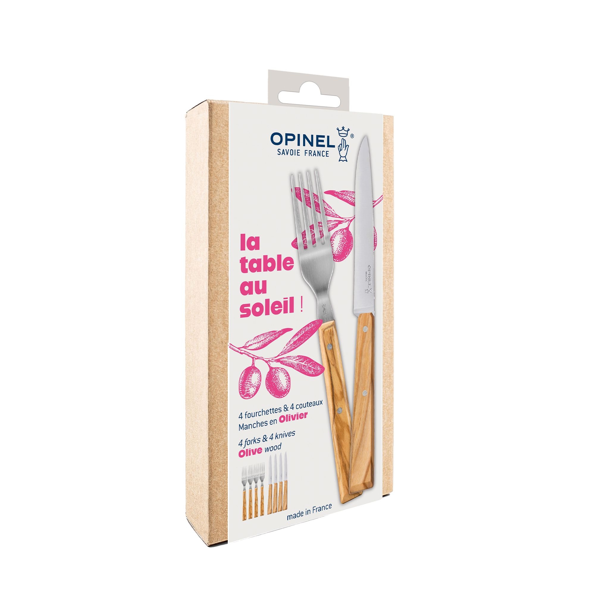 Opinel - LA TABLE AU SOLEI Set - 8-tlg. - Olivenholz