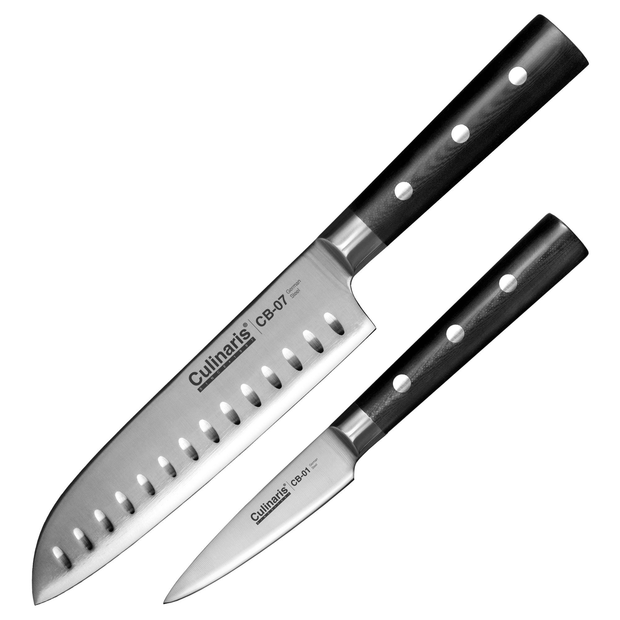 Culinaris - Messer-Set - Santoku  CB-07 + Schälmesser CB-01 Black Serie