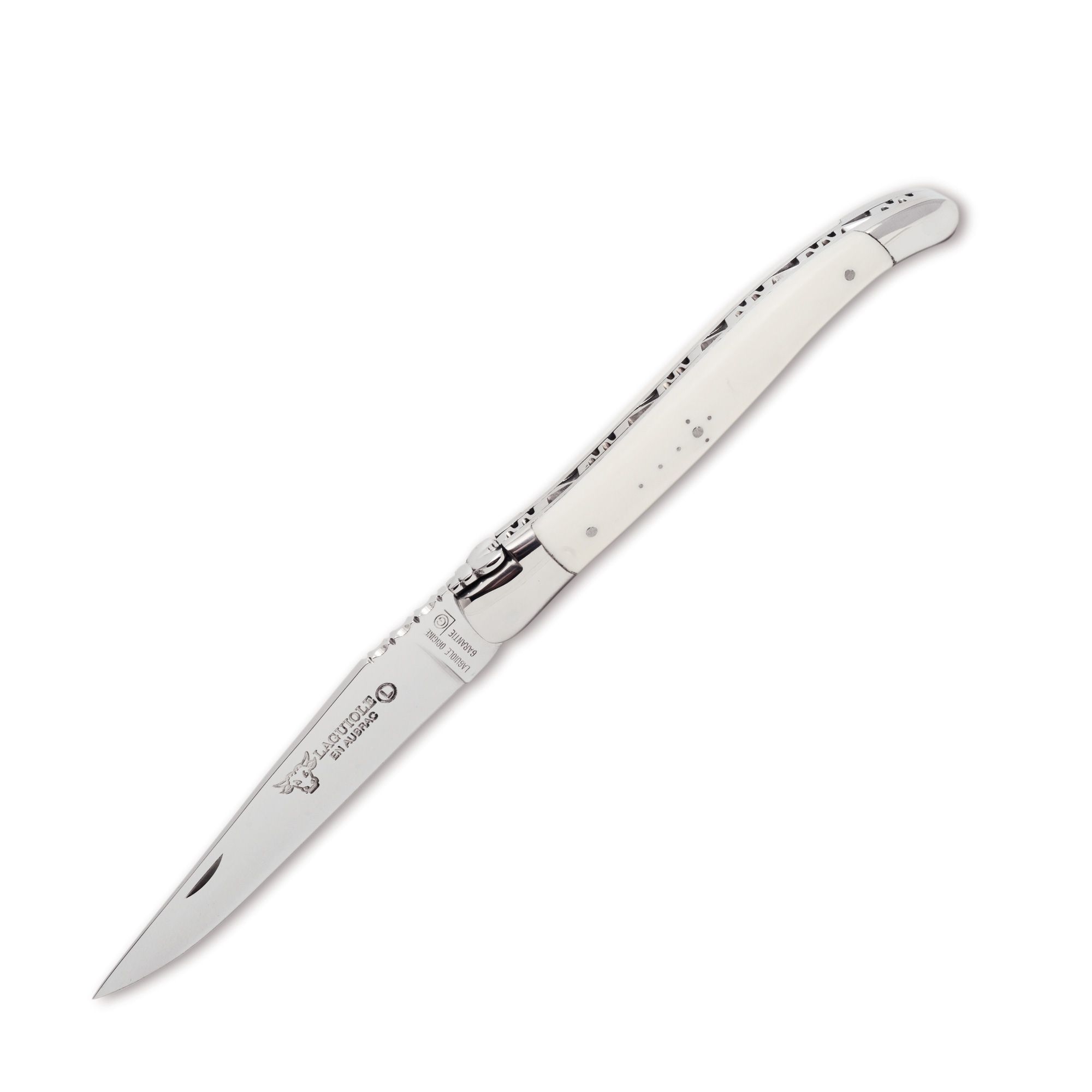 Laguiole - Klapp-/Taschenmesser geschmiedet Knochen weiß