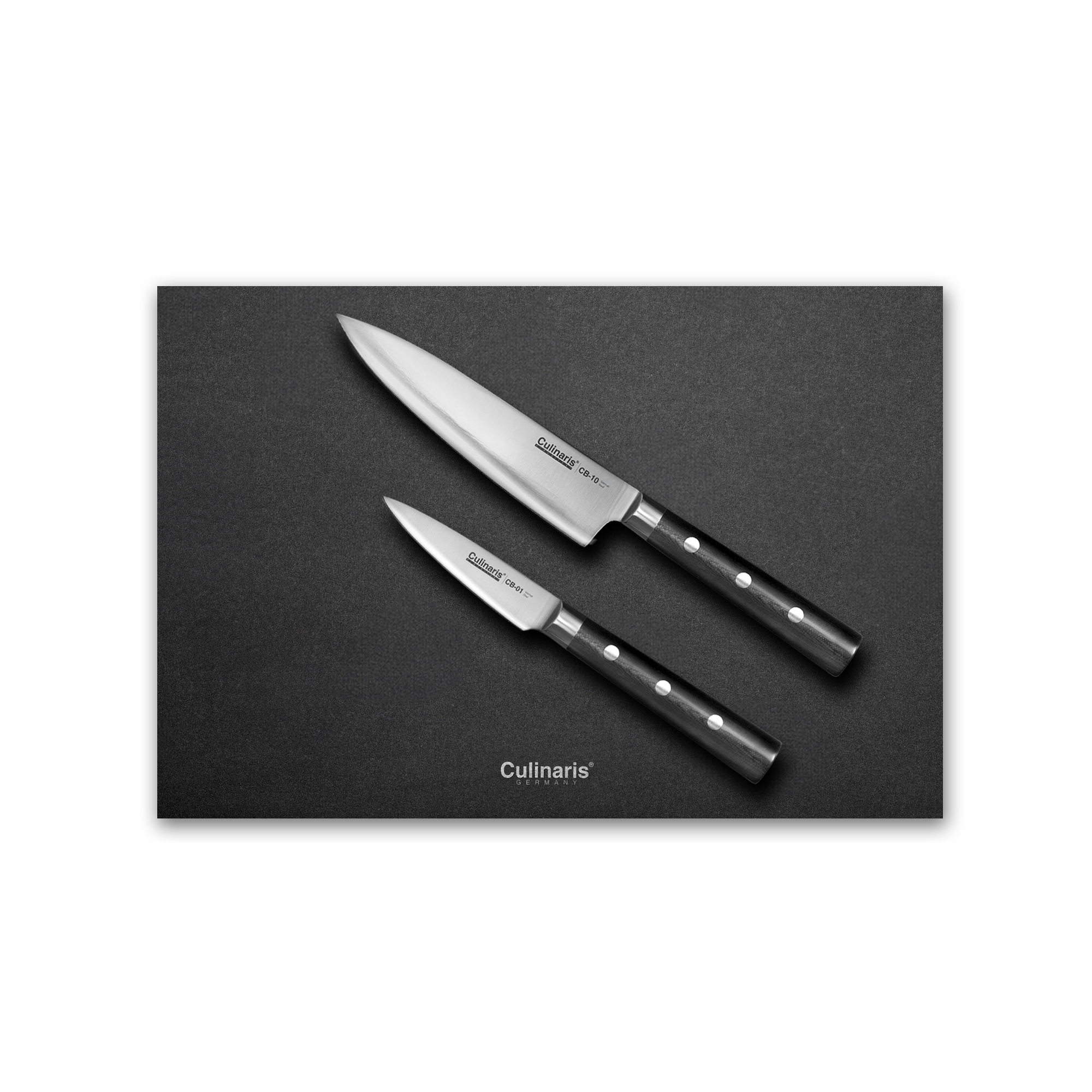 Culinaris - Chopping board NERO - 30 x 20 x 0,7 cm + Paring Knife CB-01 + Chef's Knife small CB-10