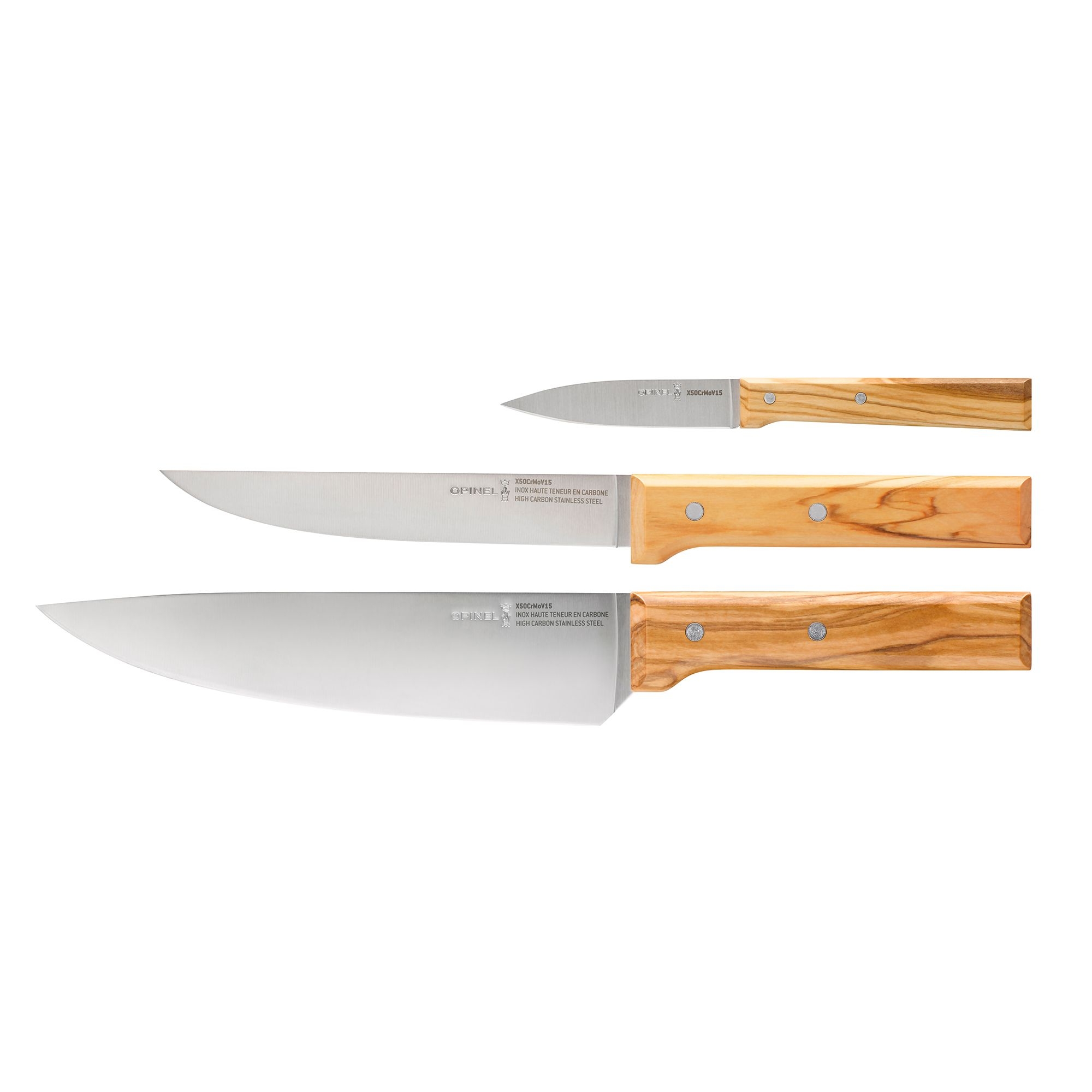 Opinel - Messer-Set - PARALLELE TRIO - 3-tlg. - Olivenholz