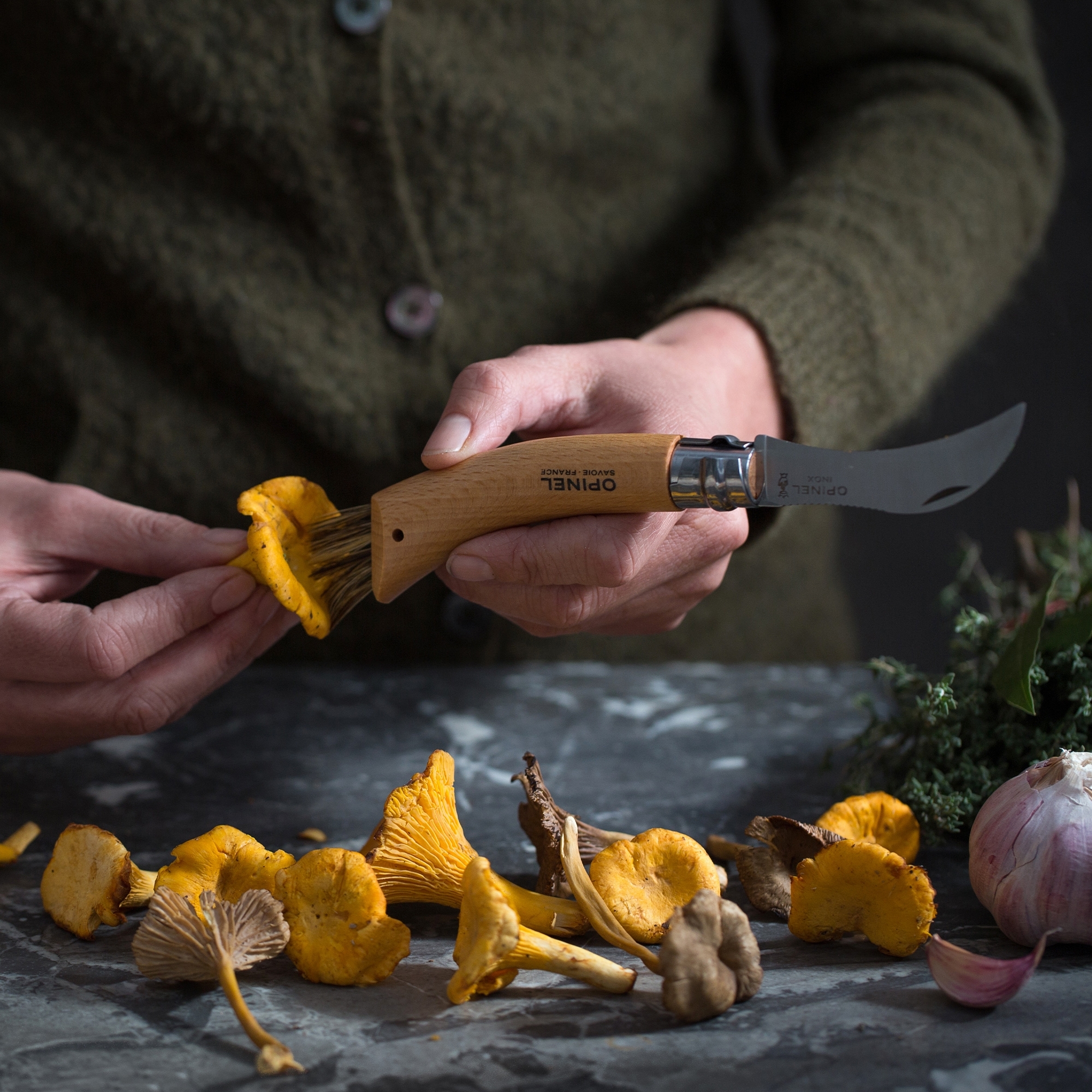 Opinel - Mushroom knife with brush No 08 - 20 cm - nature