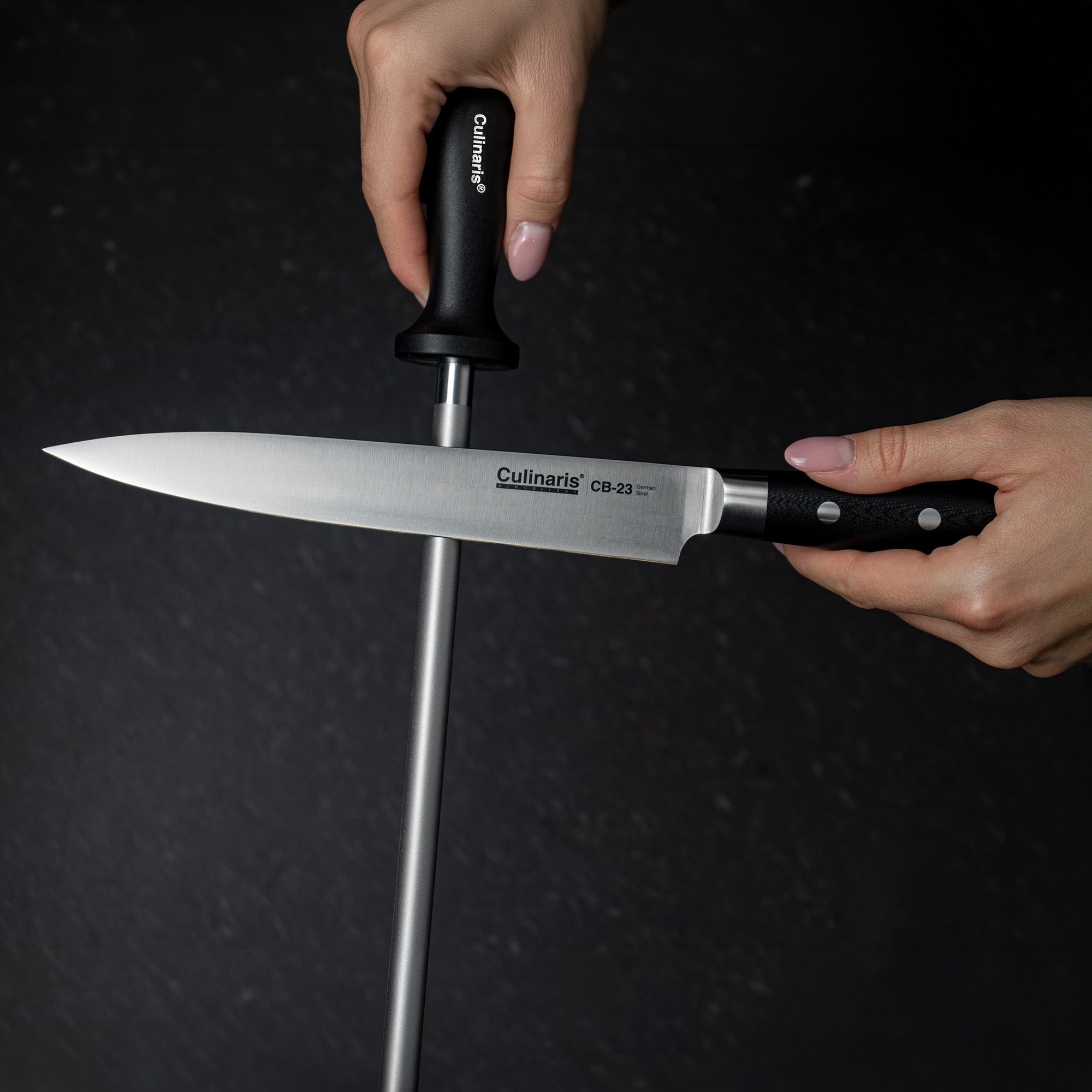 Stainless steel diamond-coated sharpening rod – sharpening rod length 25.1 cm / 9.9" | Culinaris