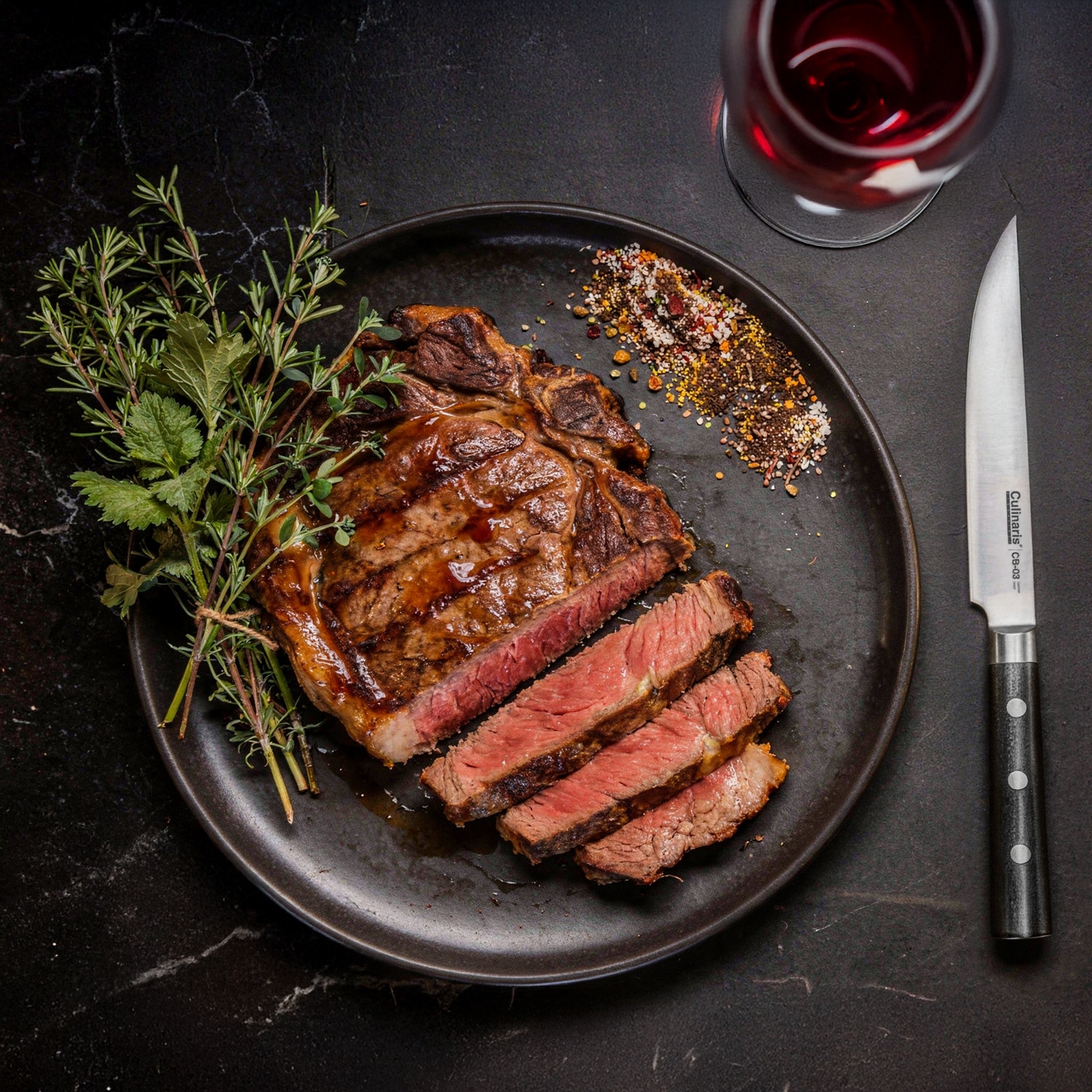 Culinaris Steakmesser Black Serie 13,5 cm schneidet Steak