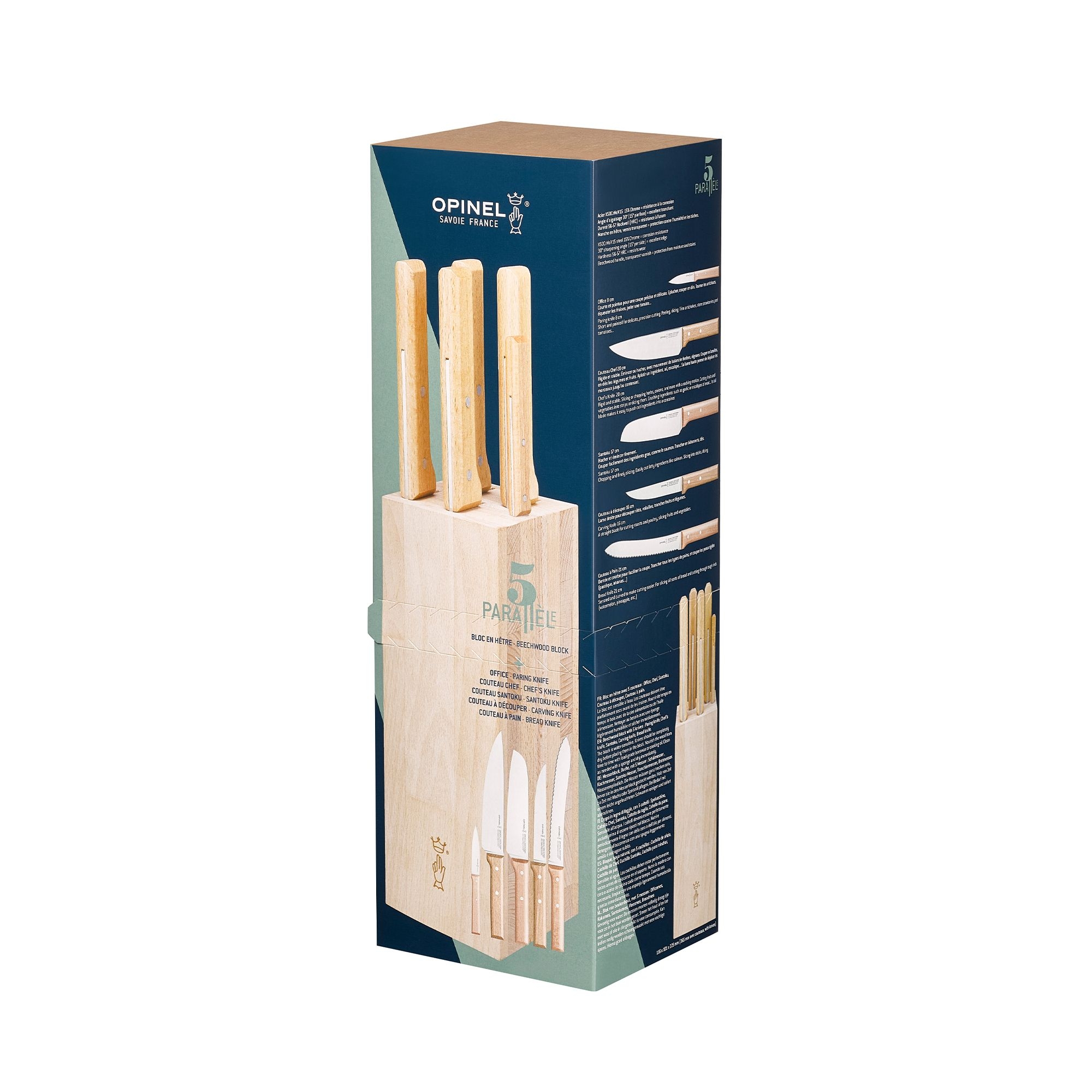 Opinel - Brot Messerblock - PARALLELE - Messer-Set - 6-tlg.