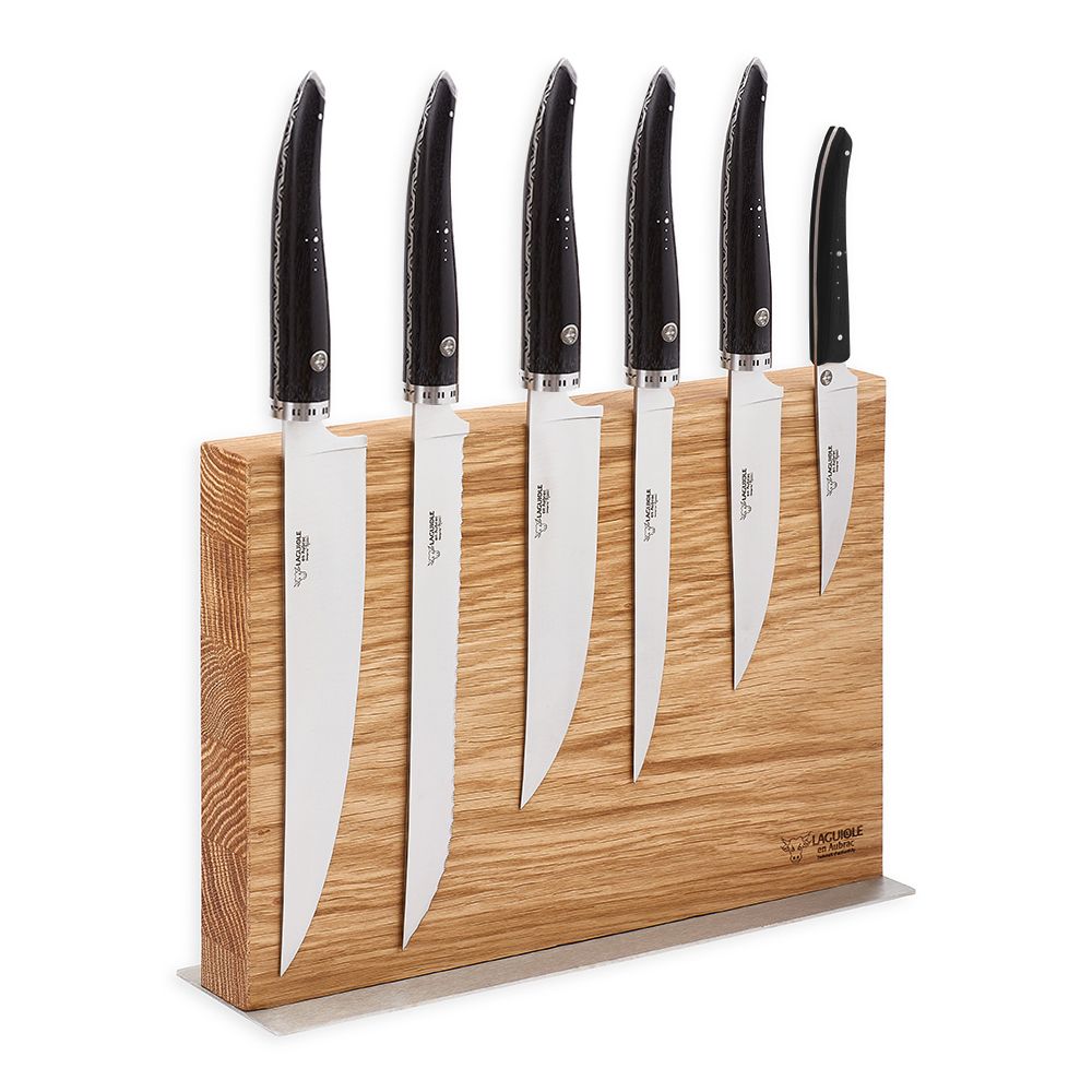 Laguiole - Messerblock + 6 Messer Gourmet Ebenholz