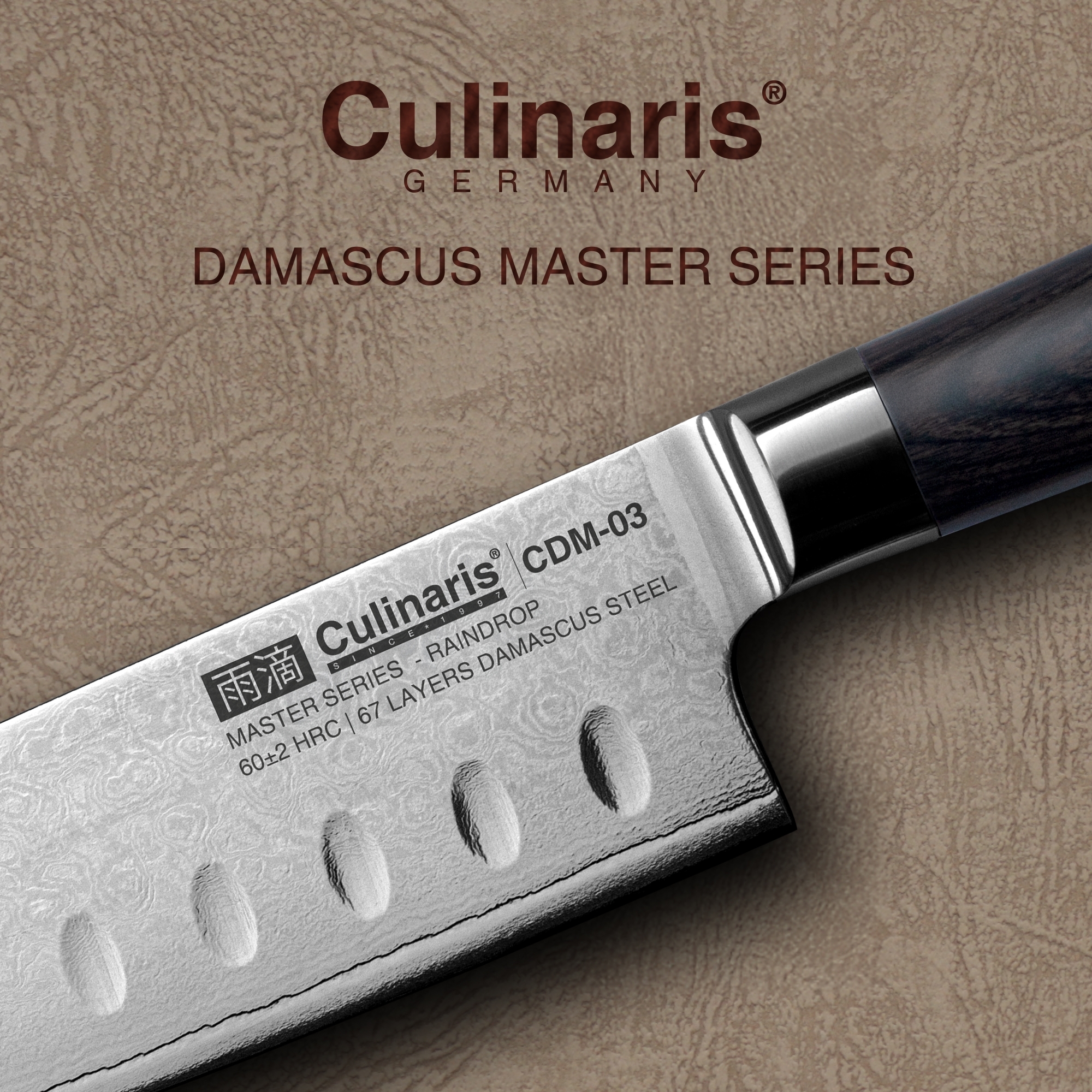 Culinaris Messer-Set - Santoku + Allzweckmesser + Schälmesser | Damascus Master