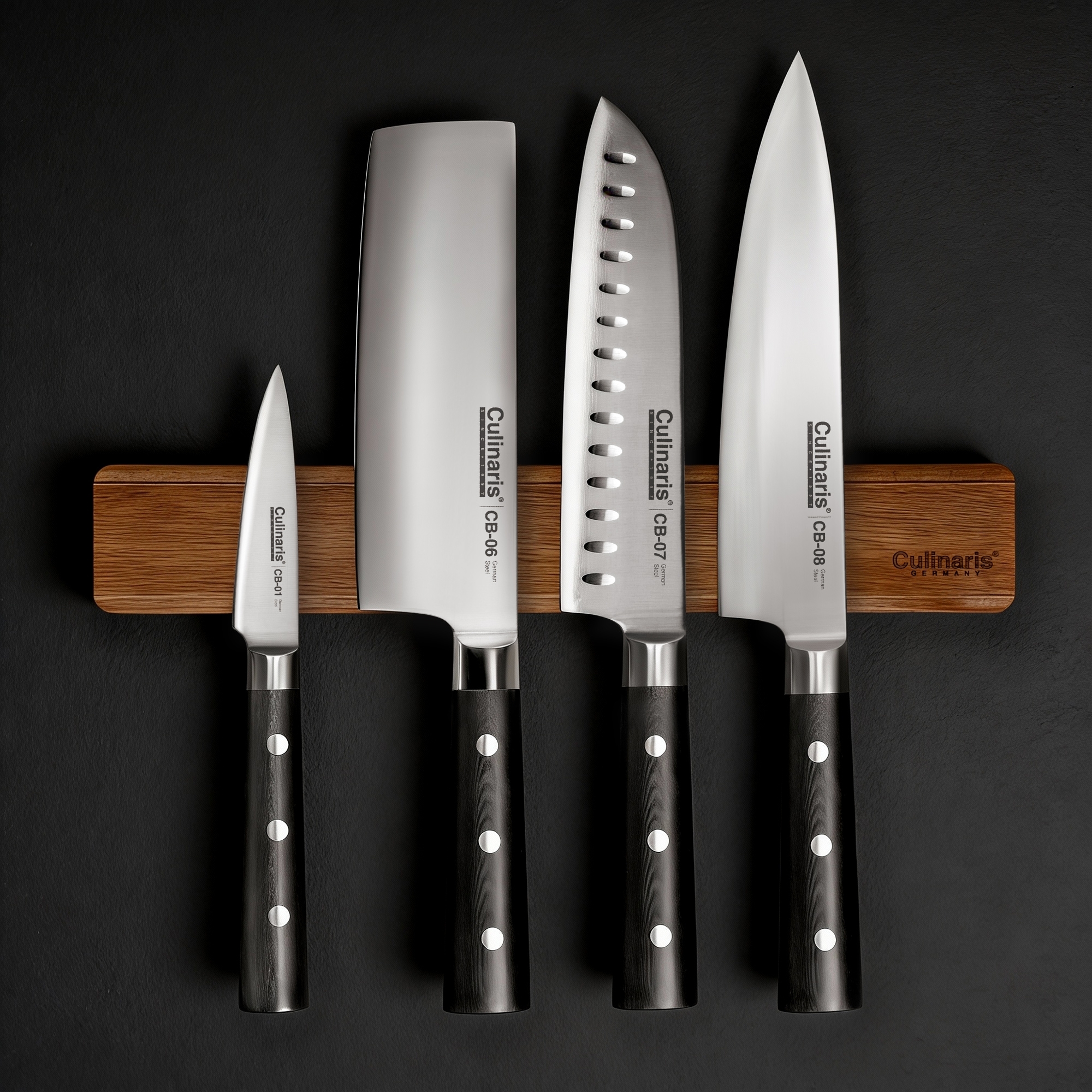 Culinaris Magnetleiste Akazie 40 cm mit Küchenmessern