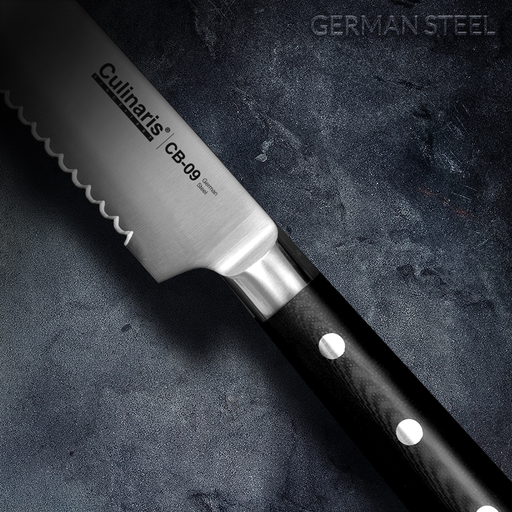 Culinaris - Brotmesser doppelseitig geschliffene Klinge 25 cm Black Serie | CB-09