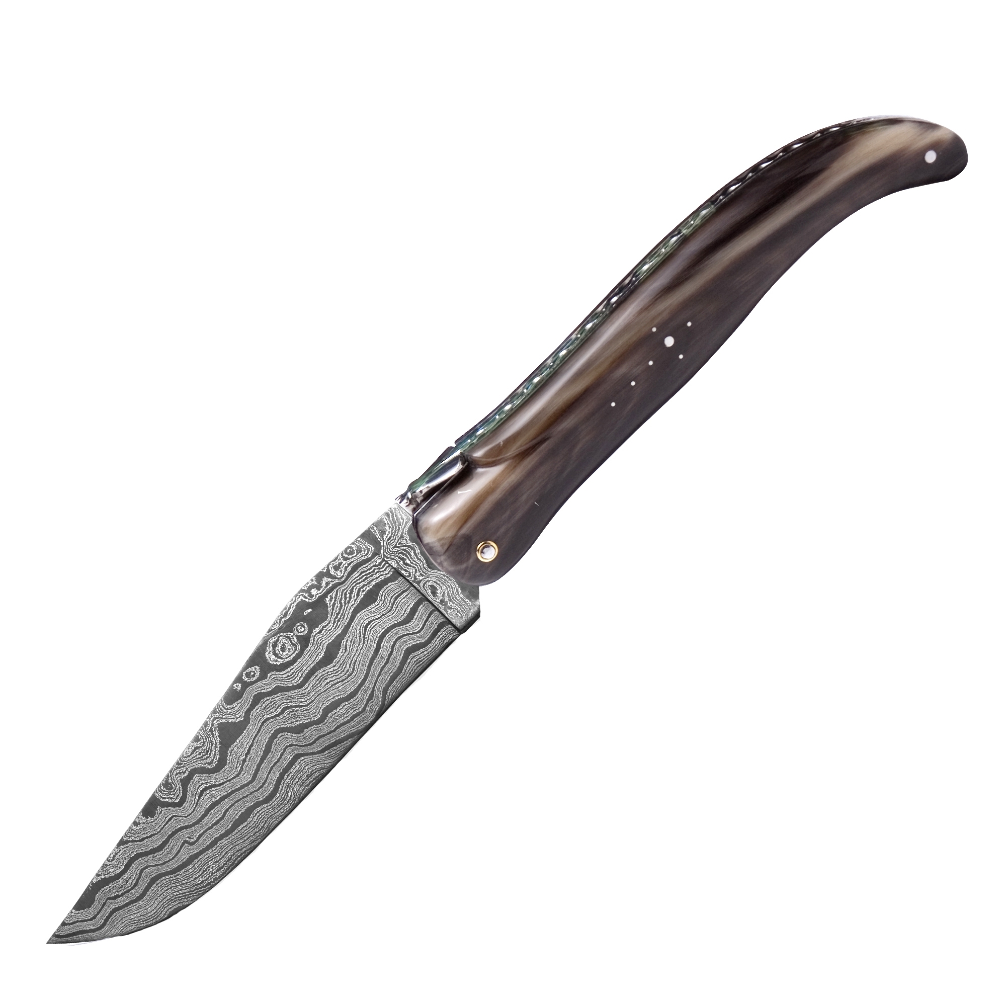 Laguiole - Jagdmesser Hornspitze Damastklinge