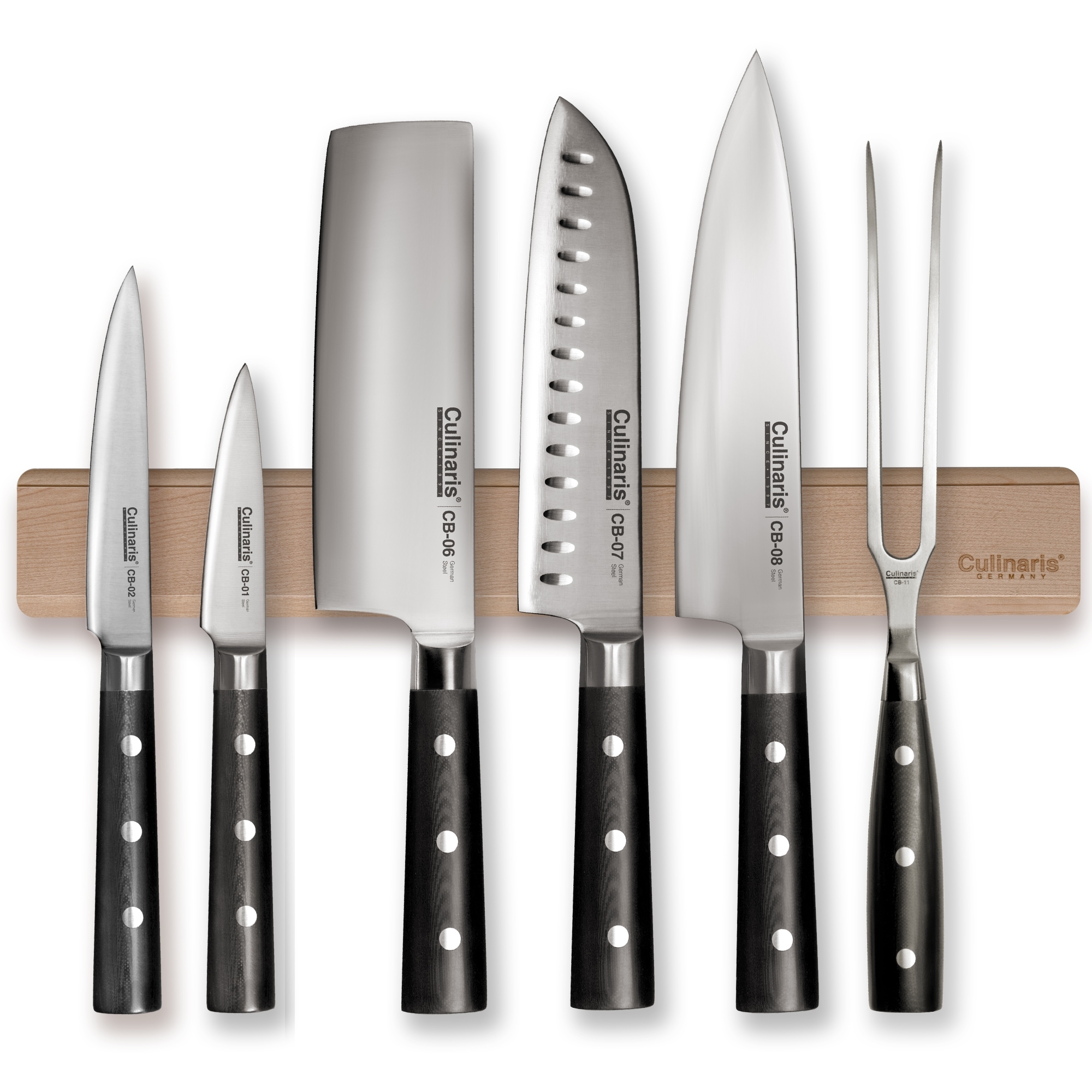 Culinaris 50 cm maple magnetic knife rack with knives