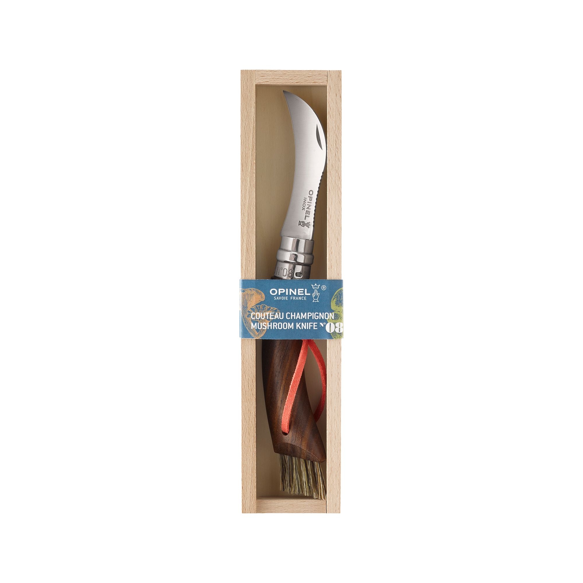 Opinel - Mushroom knife with brush No. 08 - 20 cm - Walnut