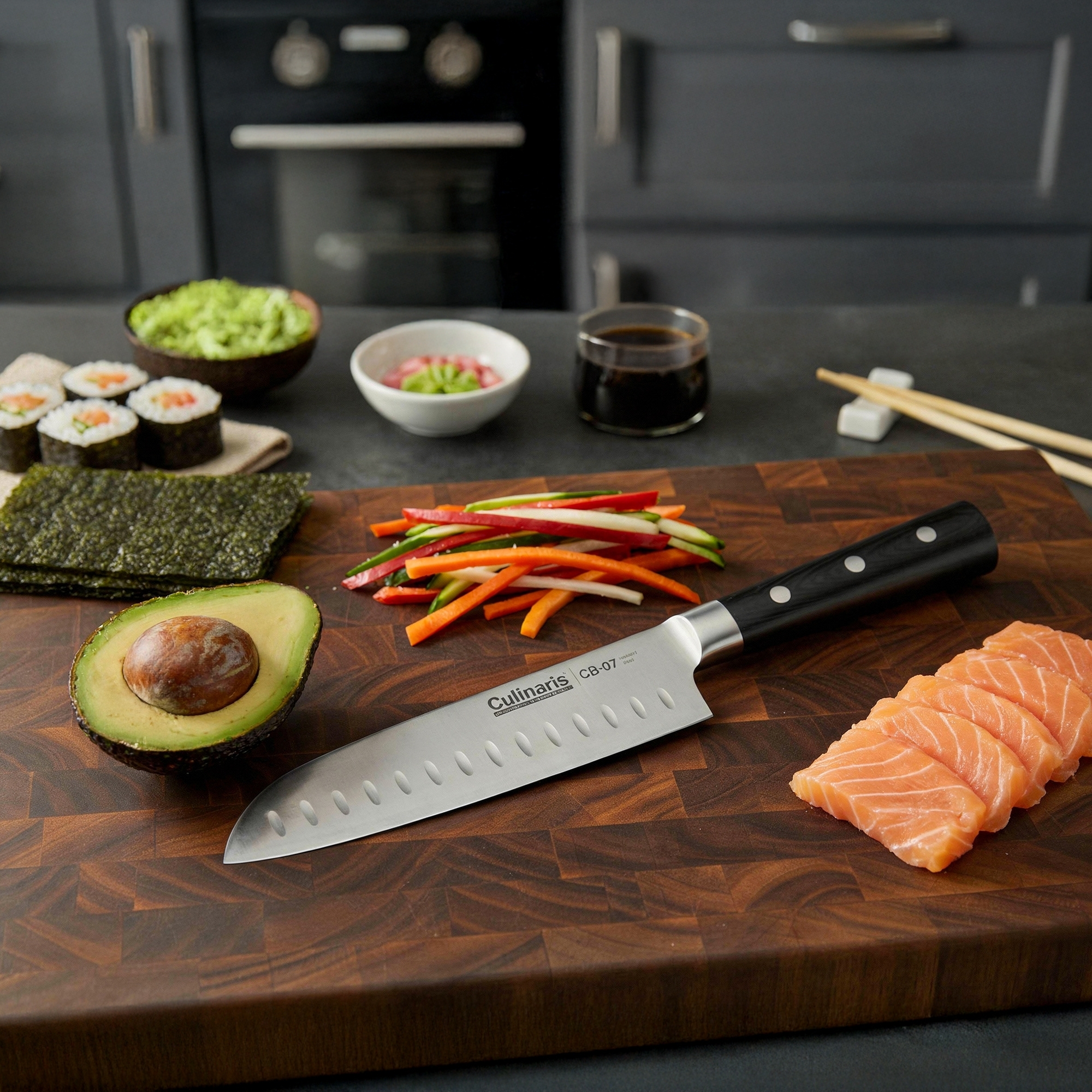 Santoku groß Black Serie 18 cm CB-07 von Culinaris