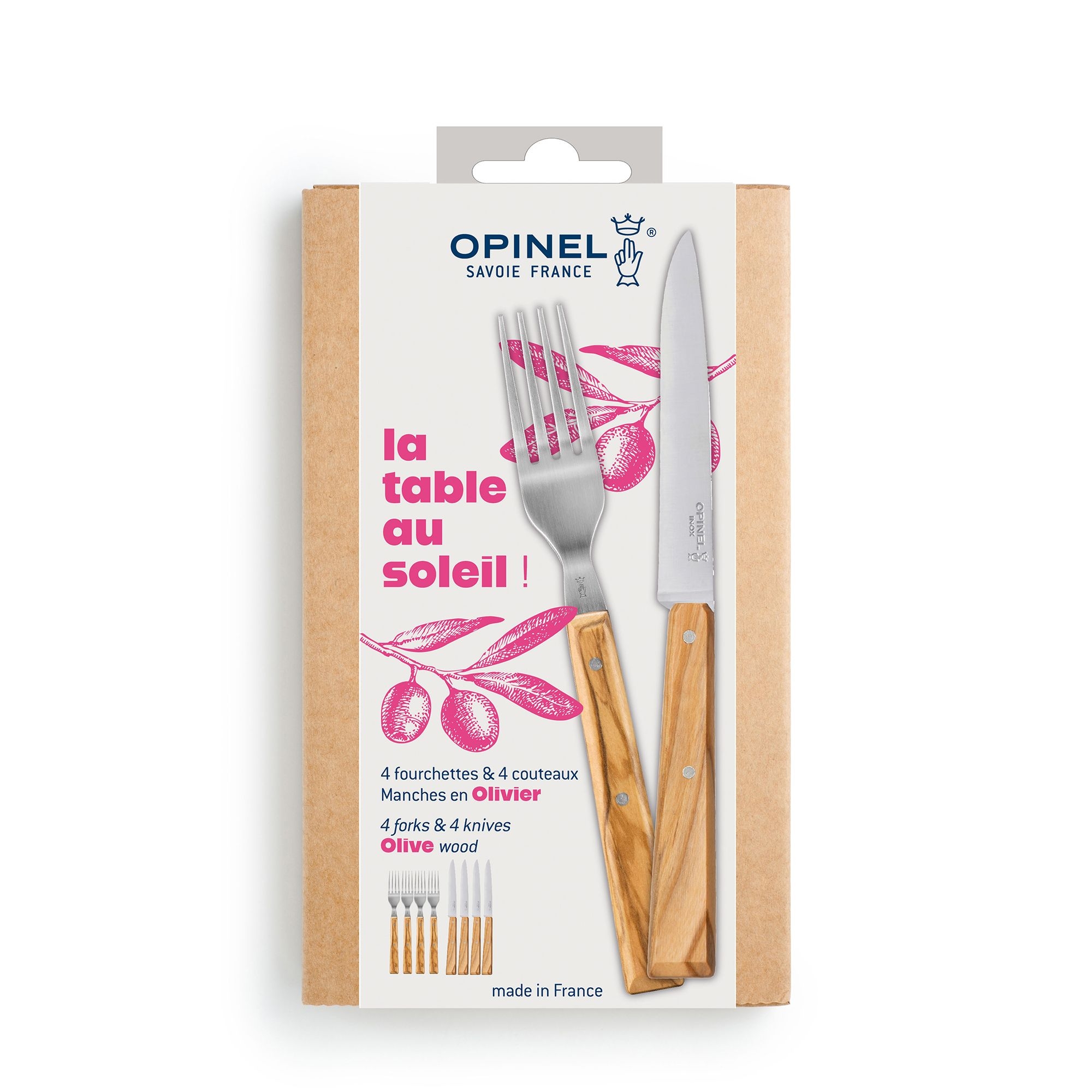 Opinel - LA TABLE AU SOLEI Set - 8-tlg. - Olivenholz
