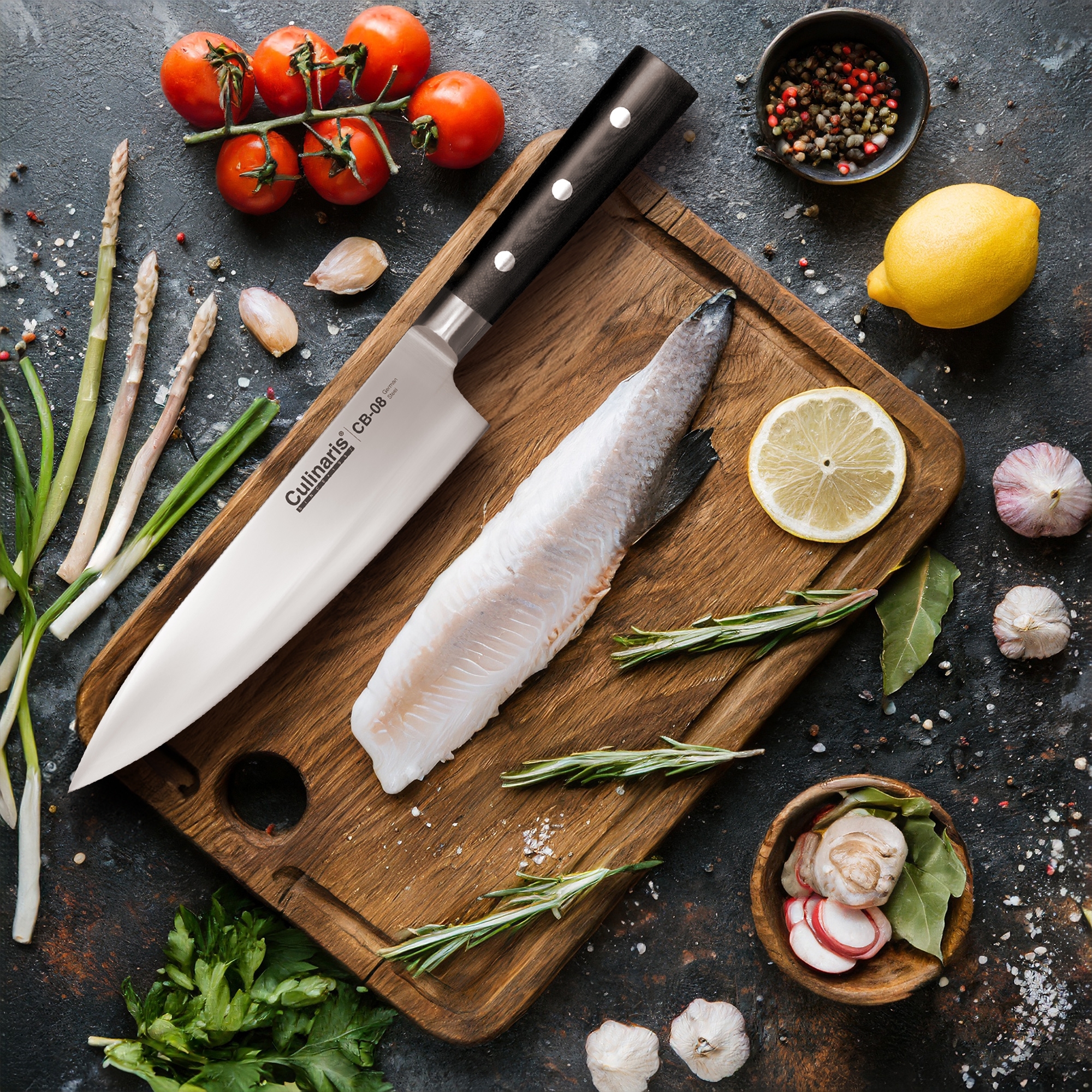 Culinaris - Knife Set - Chef's Knife CB-08 + Paring Knife CB-01 Black Series