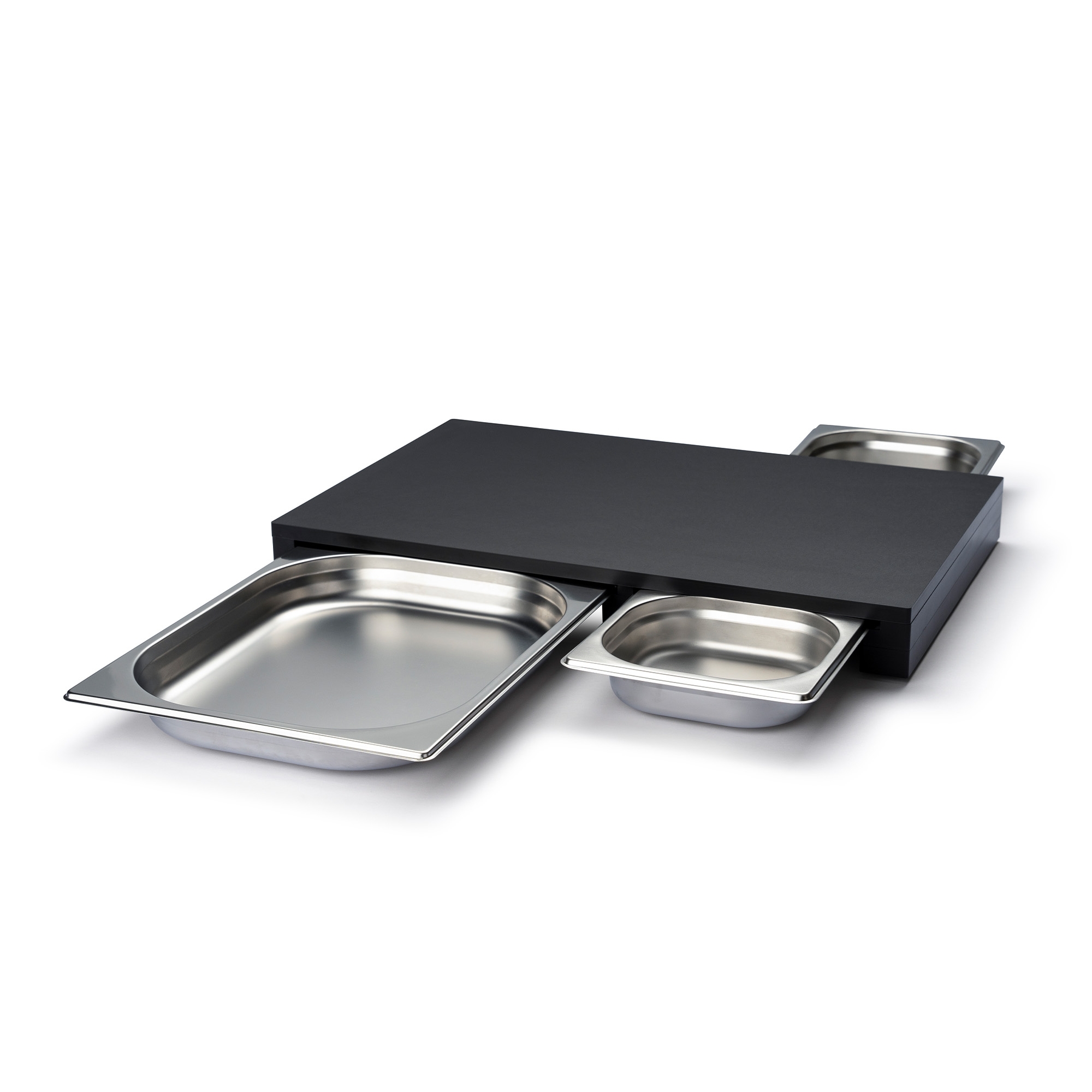 Continenta - Schneidebrett DURACORE mit Edelstahlschubladen 49,5 x 32,6 x 5 cm