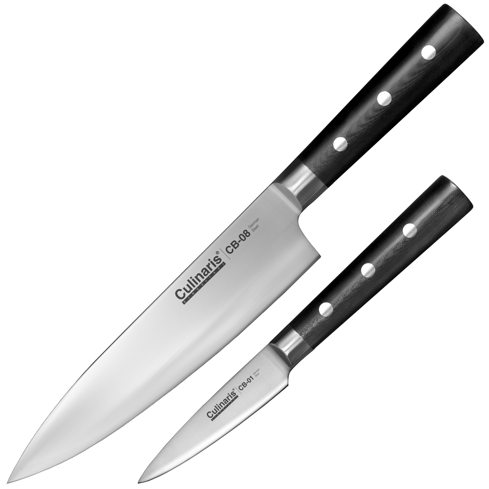 Culinaris - Messer-Set - Kochmesser CB-08 + Schälmesser CB-01 Black Serie