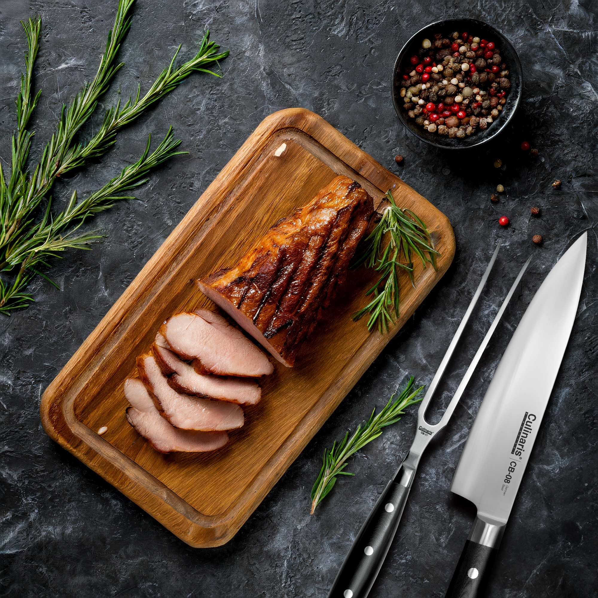 Culinaris - Knife Set - Chef's Knife CB-08 + Paring Knife CB-01 Black Series