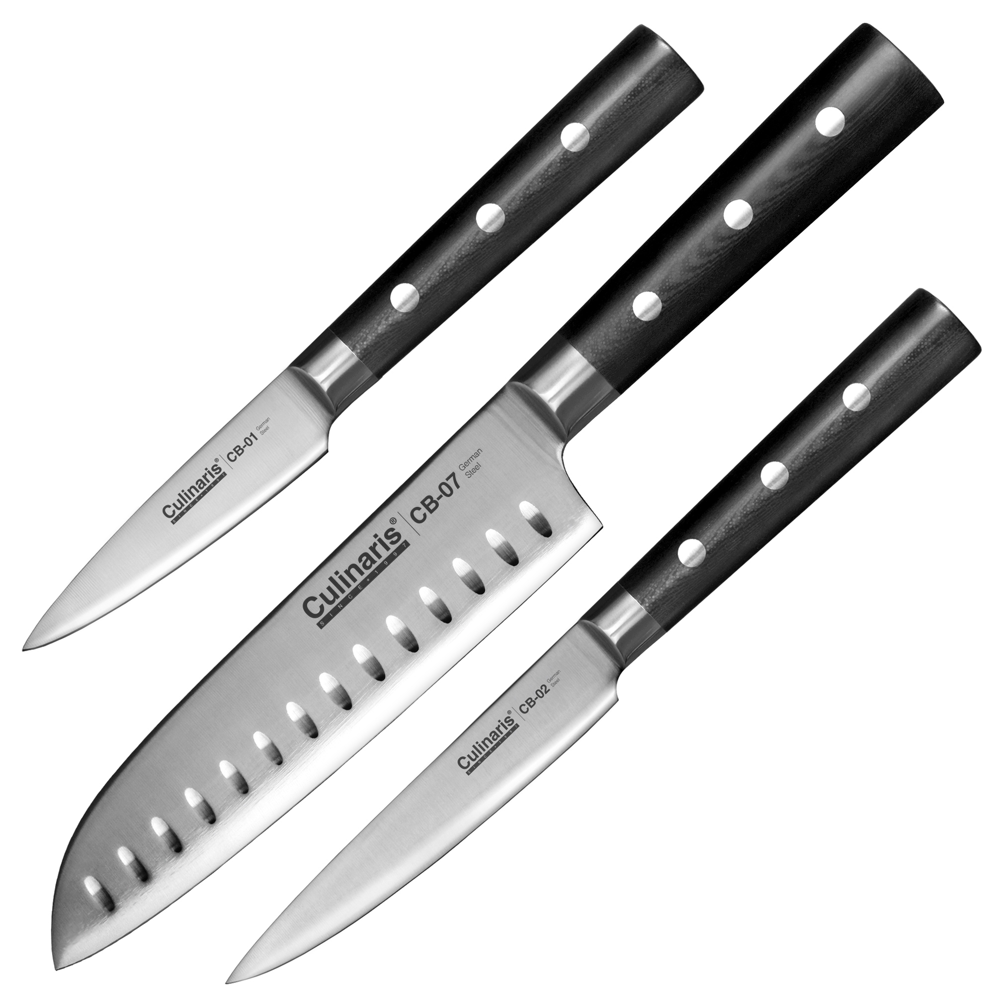 Culinaris - Messer-Set - Santoku, Schälmesser, Allzweckmesser Black Serie