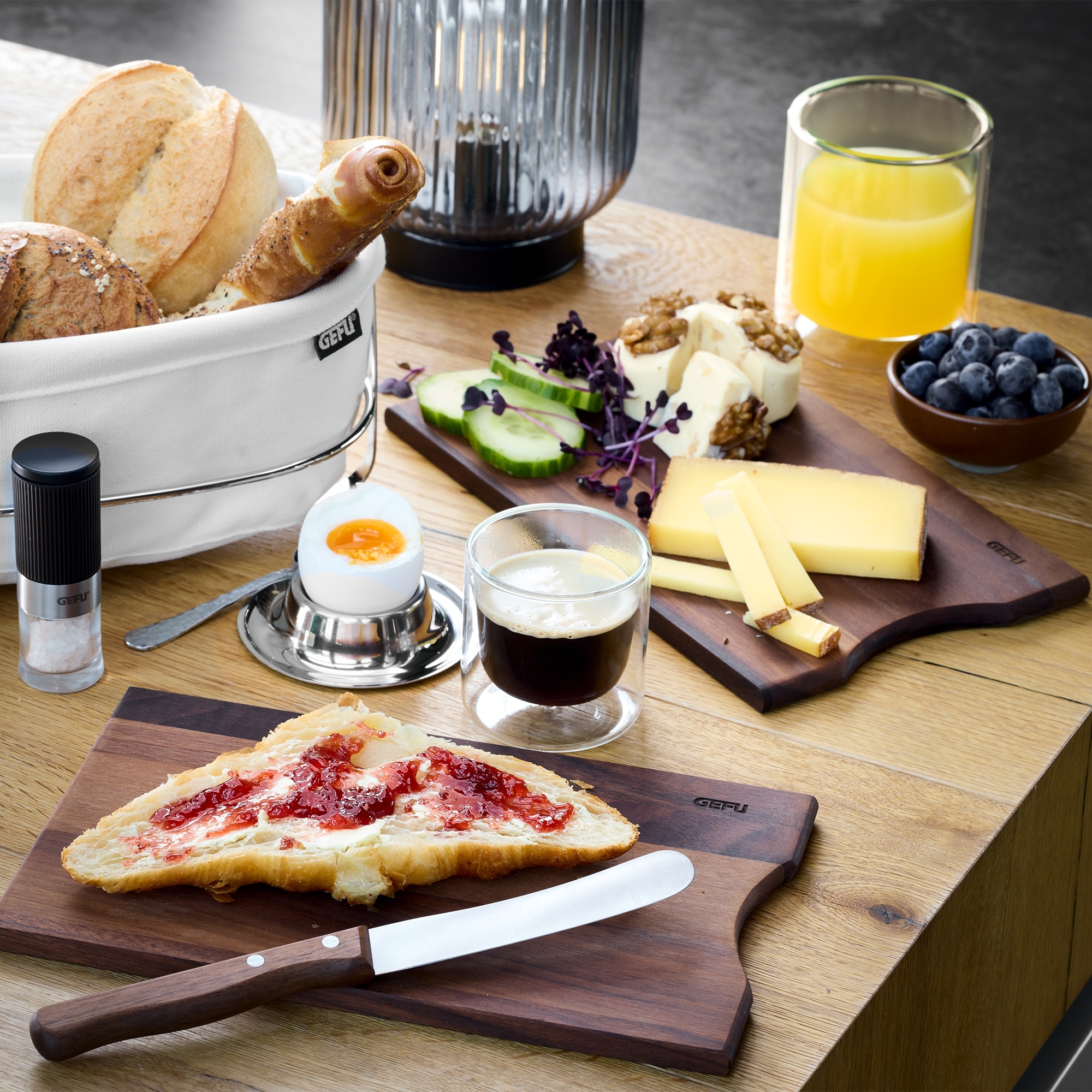 Gefu - Frühstücksbrettchen ENNO, 2 Stück, Walnussholz