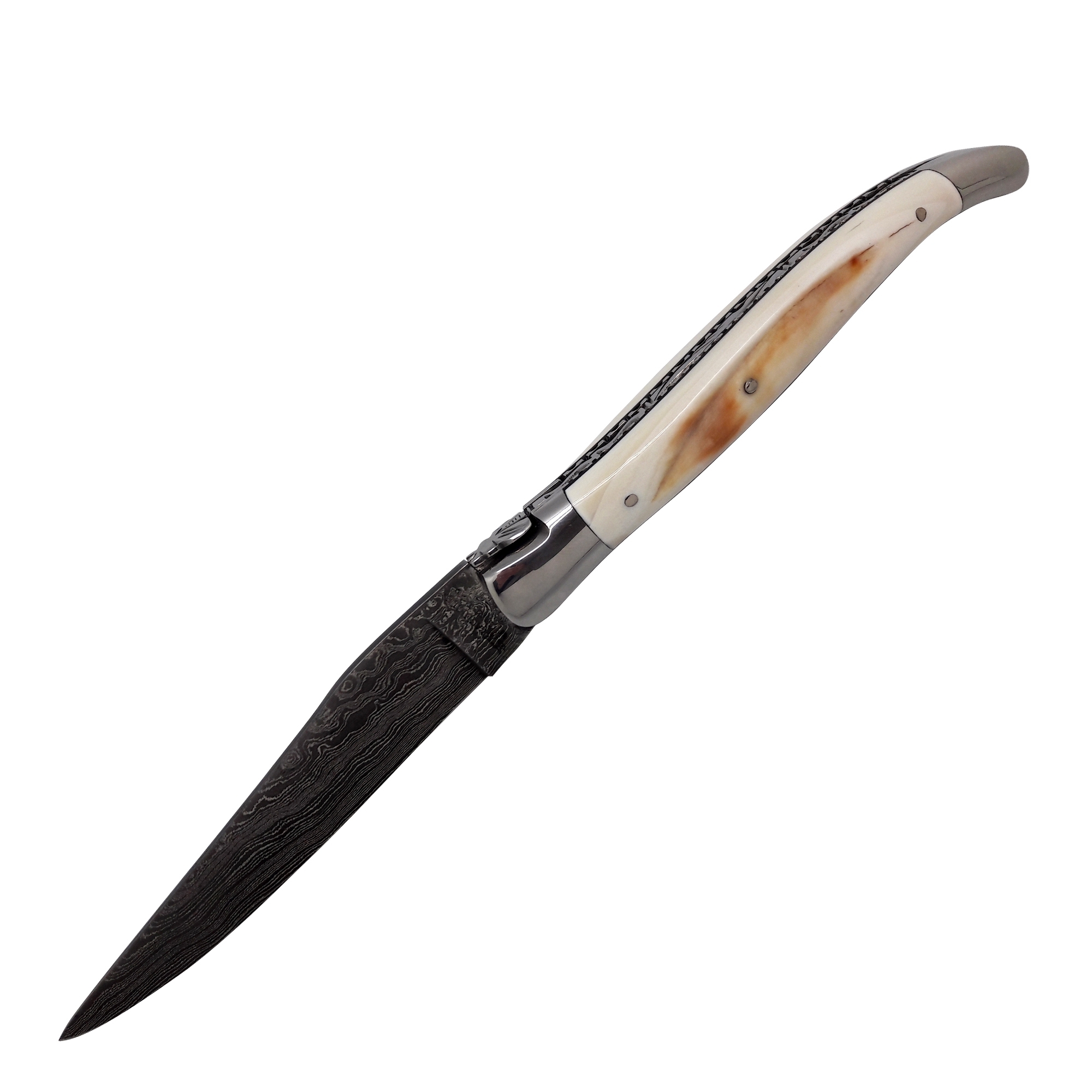 Laguiole - Klapp-/Taschenmesser mit Doppelplatine, Mammutelfenbein und Damastklinge