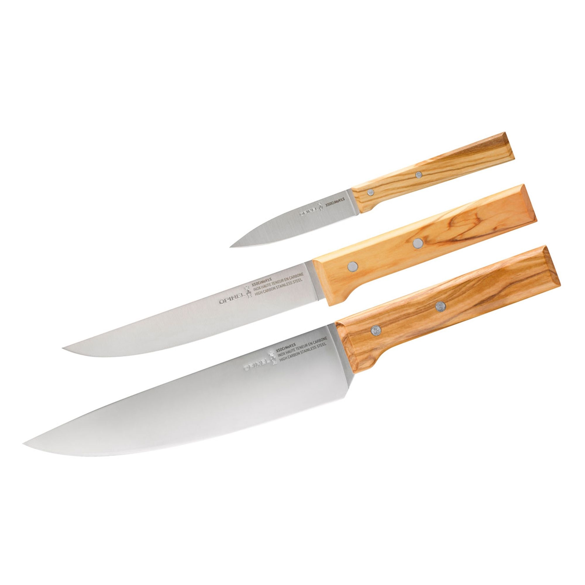 Opinel - Messer-Set - PARALLELE TRIO - 3-tlg. - Olivenholz