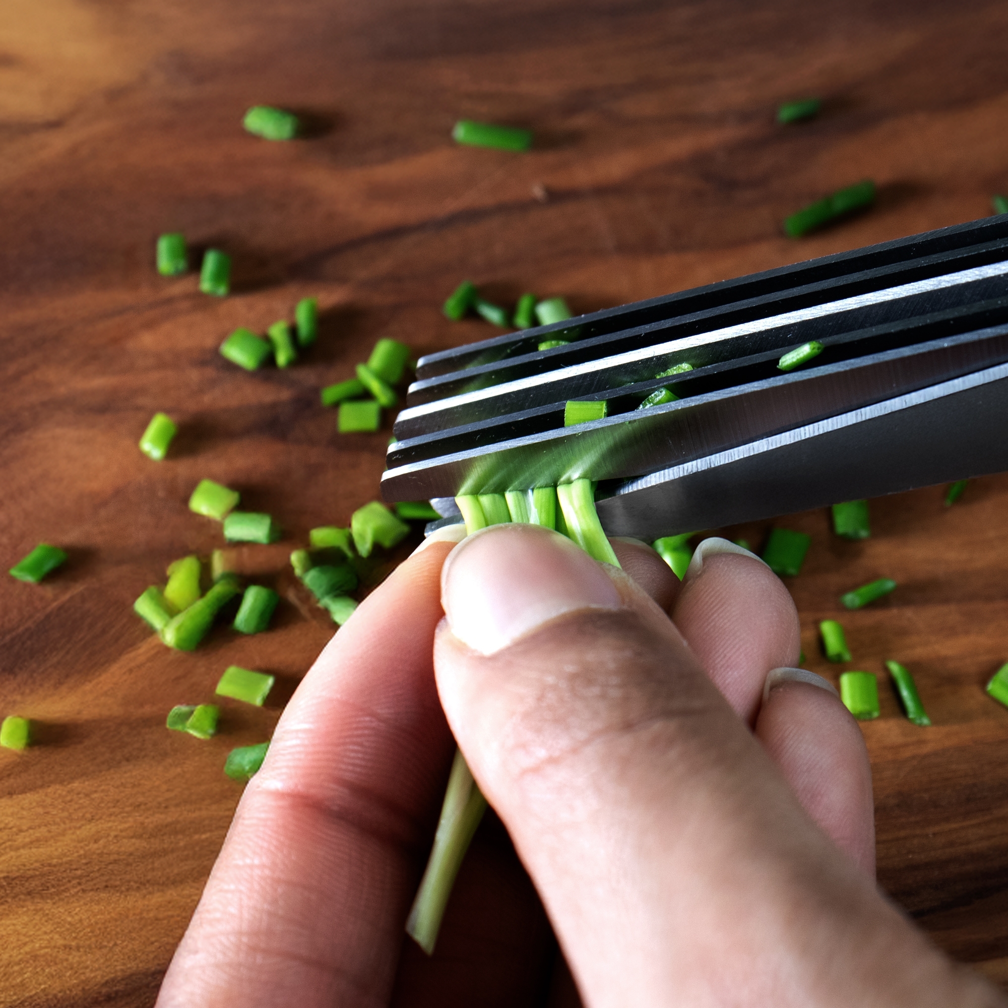 Kräuterschere ERVASO mit fünf Klingen schneidet Schnittlauch