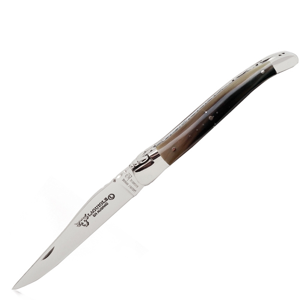 Laguiole - Klapp-/Taschenmesser geschmiedet Hornspitze geflammt, glänzend