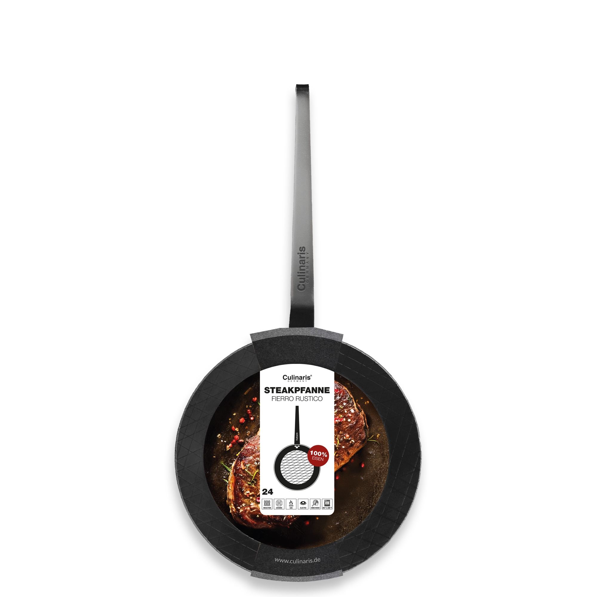Steakpfanne aus Eisen 24 cm mit Steak
