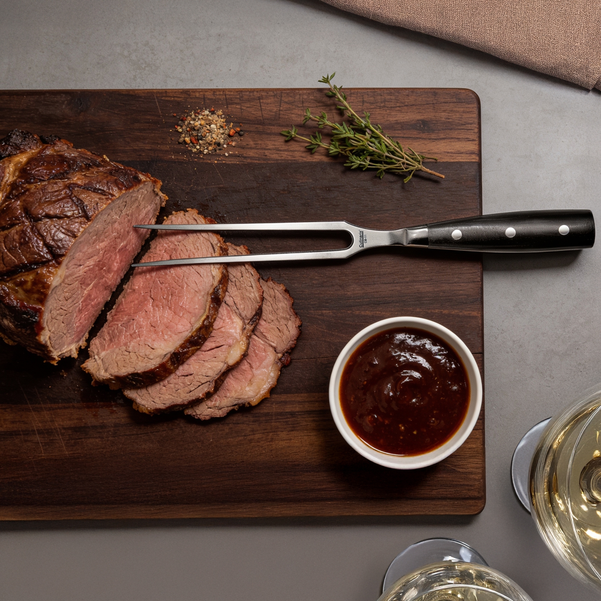 Culinaris Fleischgabel Black Serie 19 cm aus Edelstahl