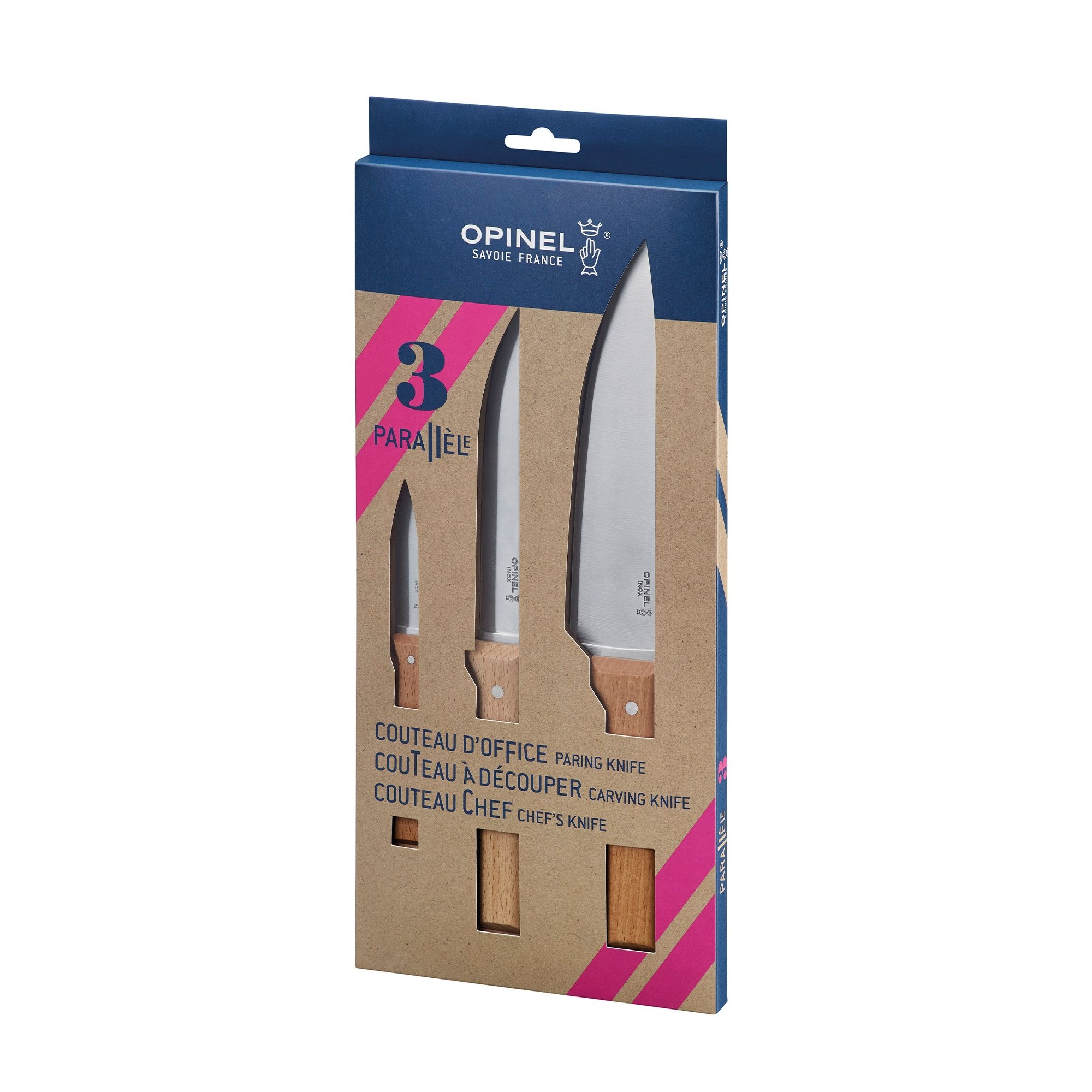 Opinel - Messer-Set - PARALLELE TRIO - 3-tlg. - Buchenholz