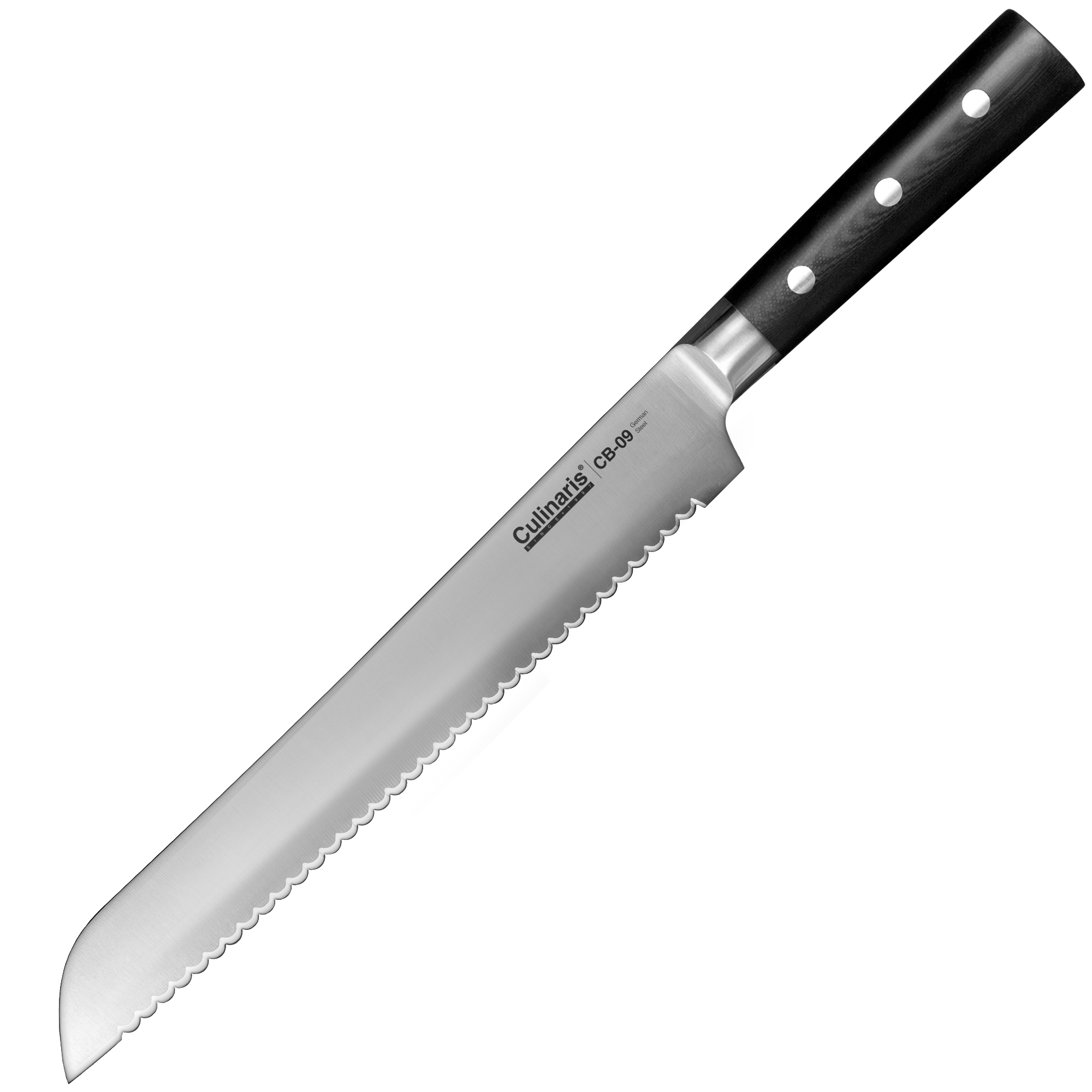 Culinaris - Brotmesser doppelseitig geschliffene Klinge 25 cm Black Serie | CB-09